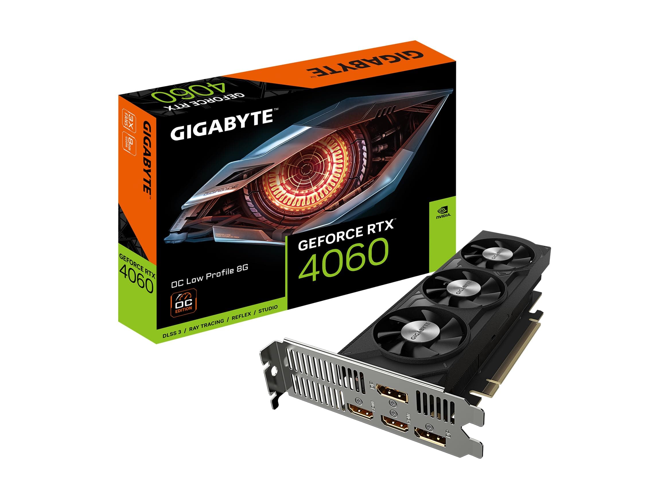 Gigabyte GeForce RTX 4060 OC Low Profile 8G Graphics Card, 3X WINDFORCE Fans, 8GB 128-bit GDDR6, GV-N4060OC-8GL Video Card