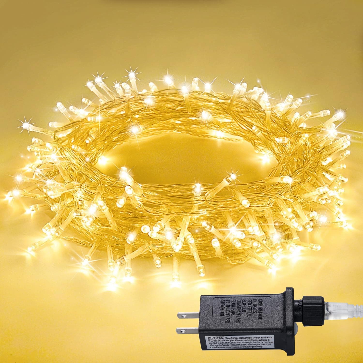 100 LED String Lights Indoor Bedroom, 8 Modes Warm White Christmas Lights Plug in, 33ft Connectable Room Fairy Twinkle Light Outdoor for Mirror Room Home Garden Xmas Tree