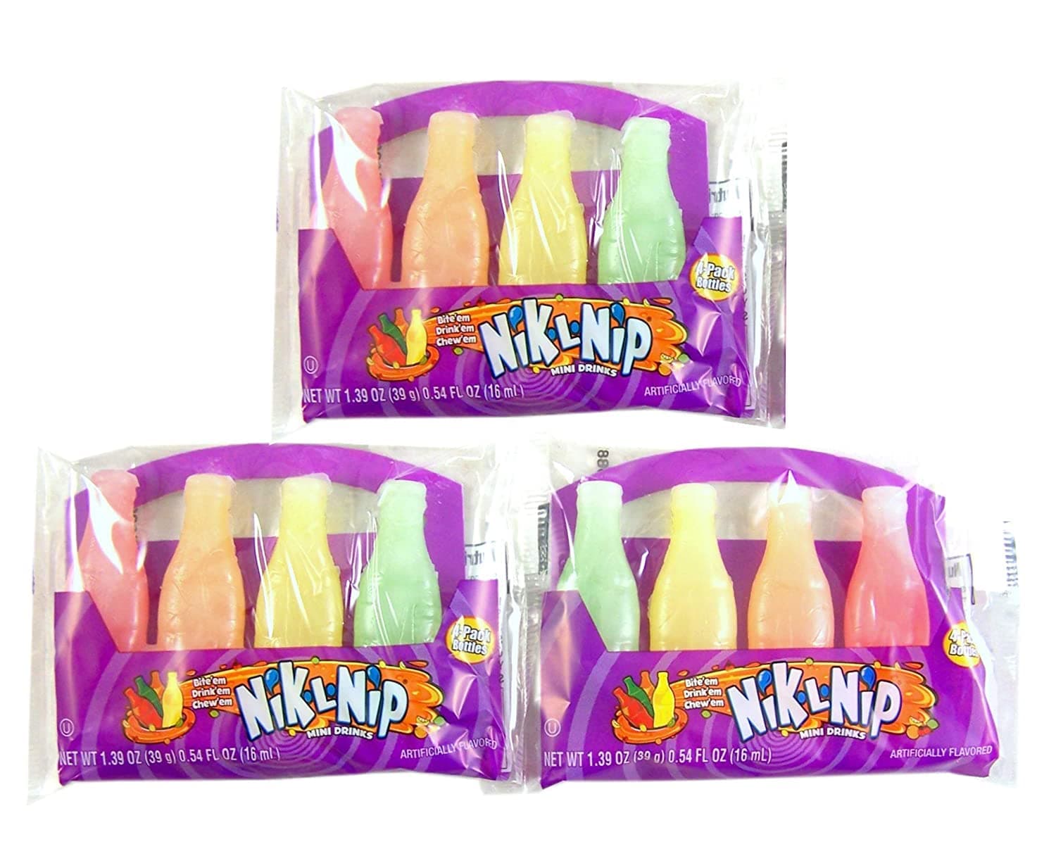 Nik-L-Nip Mini Drinks Candy, 1.39 Ounce, Pack of 3