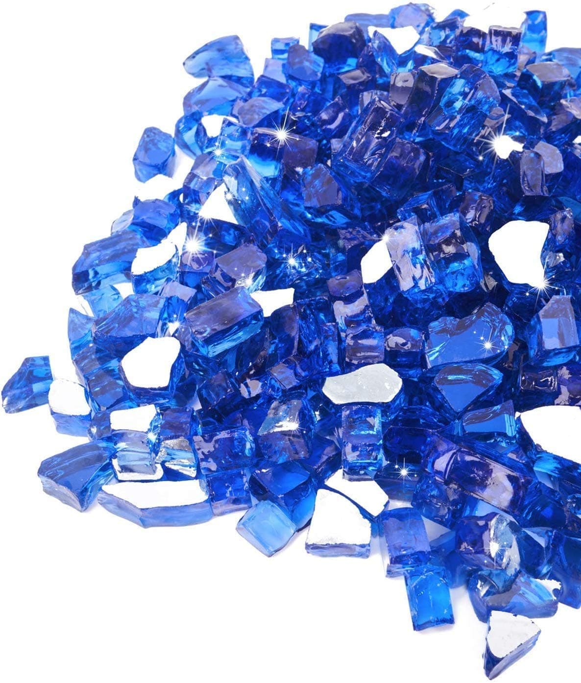 GASPRO 20 lbs Fire Glass for Propane Fire Pit, 1/2-Inch Reflective Fireplace Glass Rocks for Fire Pit Table, Cobalt Blue