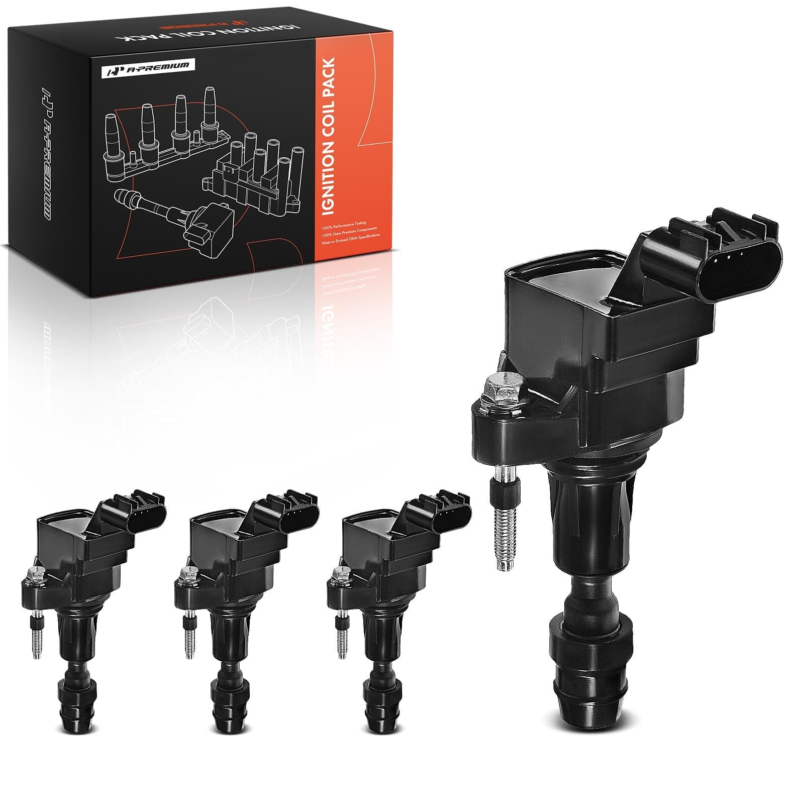 A-Premium Ignition Coil Pack Set of 6 Compatible with Buick, Chevrolet, Pontiac, Saturn - 2.0L 2.4L Engine - Equinox 2011-2017, LaCrosse 2010-2016, Malibu 2007-2017, G5 2007-2010, G6 2006-2010
