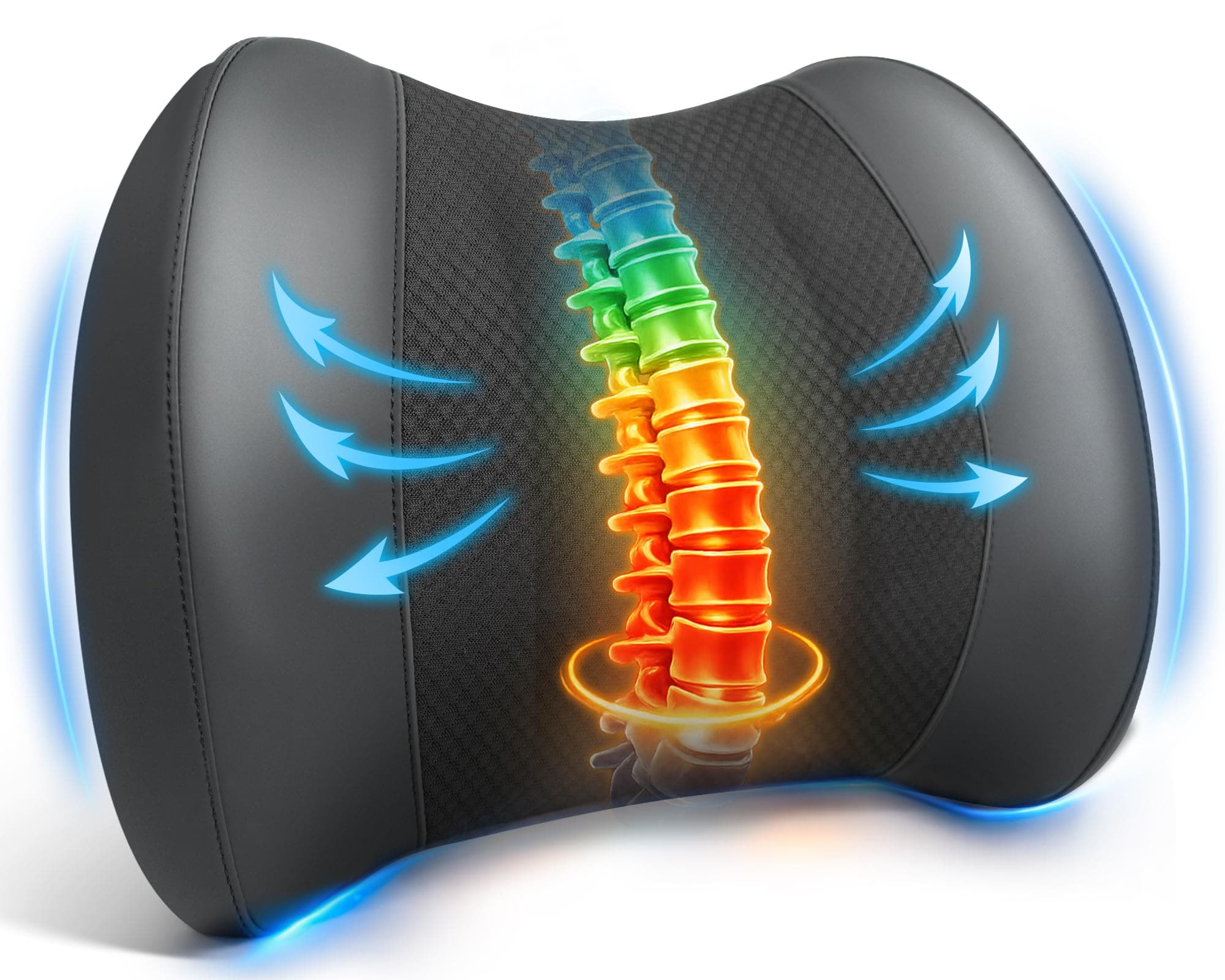 Lofty Aim Lumbar Support Pillow: Memory Foam Lumbar Pillow for Lower Back Pain Relief - Car Back Cushion for Driving - Lumbar Support for Car-Office Chair, Wheelchair - Black