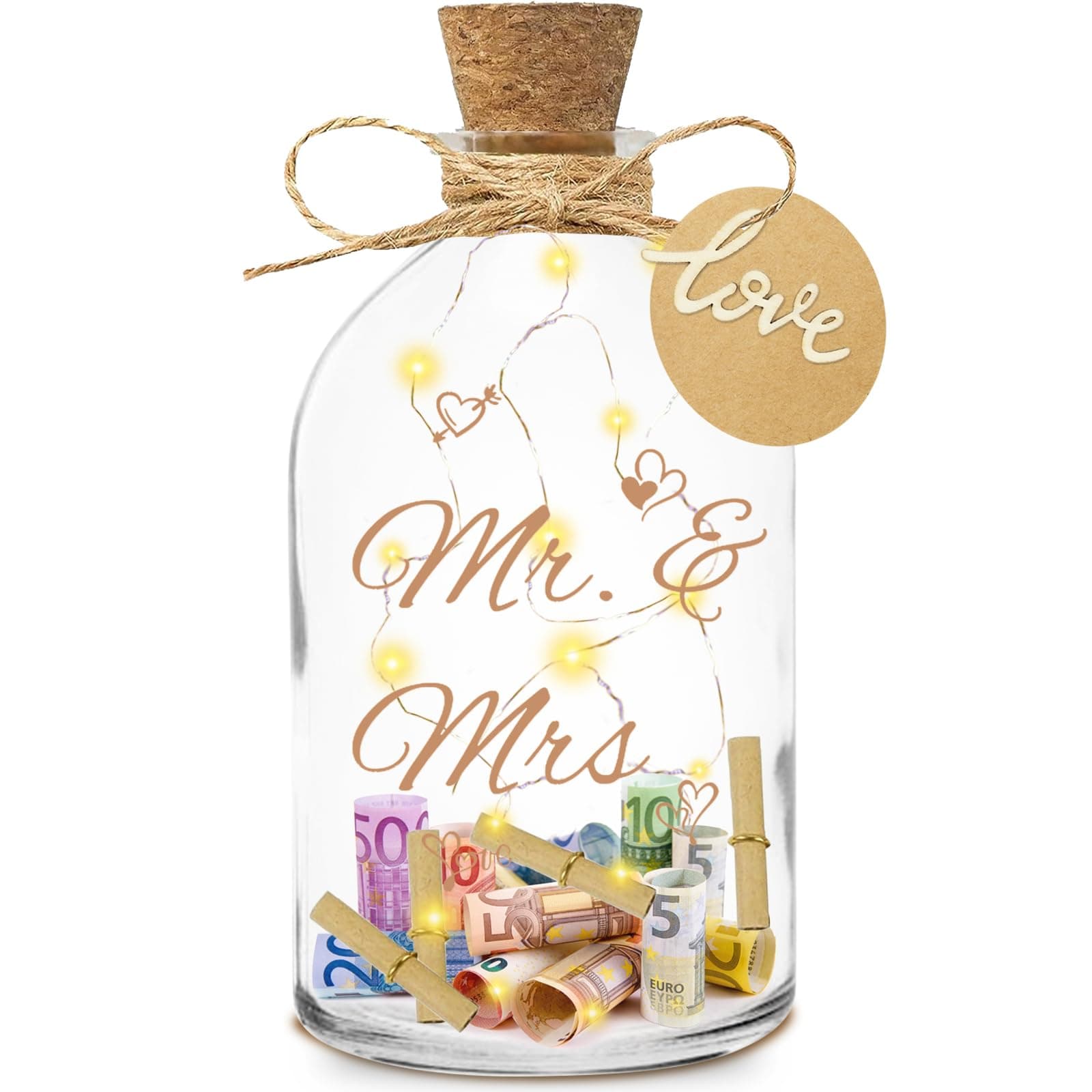 Bottle Lights, Message in Bottle Wedding, LED Light for Wedding Bottles, Illuminated Bottle with Cork Cap, Personalized Light Bottle for Birthday Wedding (A)