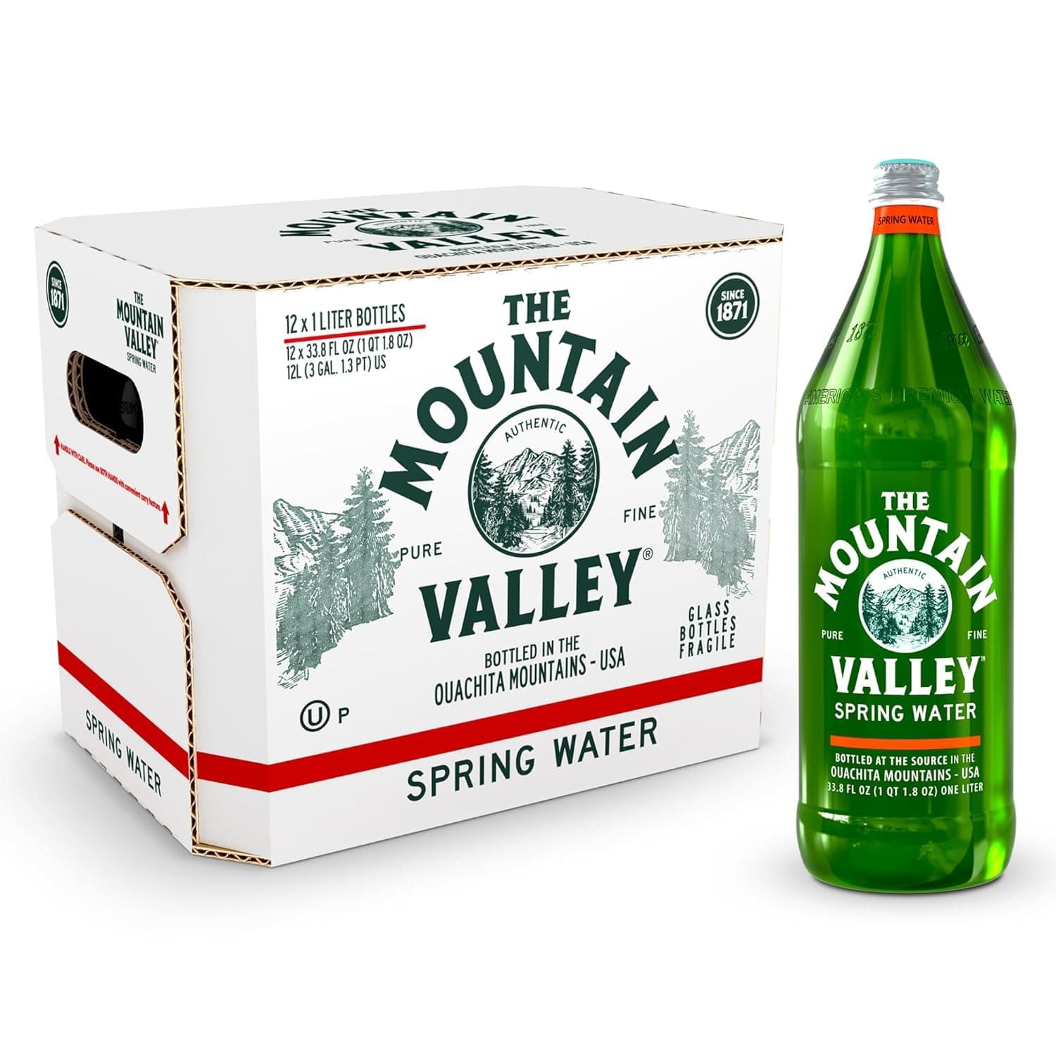 MOUNTAIN VALLEY WATER Spring Water 12 Pack, 1 LT