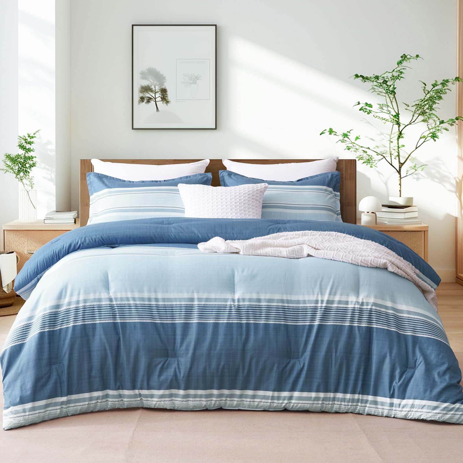 PHF3 Pieces P Striped Comforter Set Sky Blue Q US