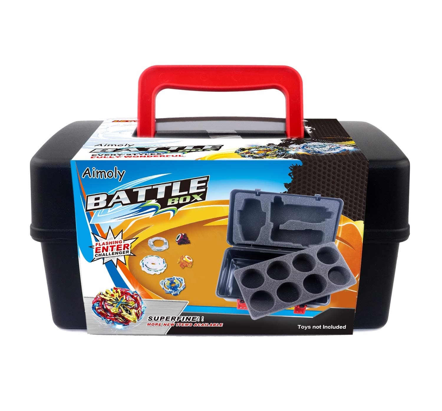 Aimoly Battle Tops Case, Storage Carrying Box Storage Box for Battling Spinner Game (Black)