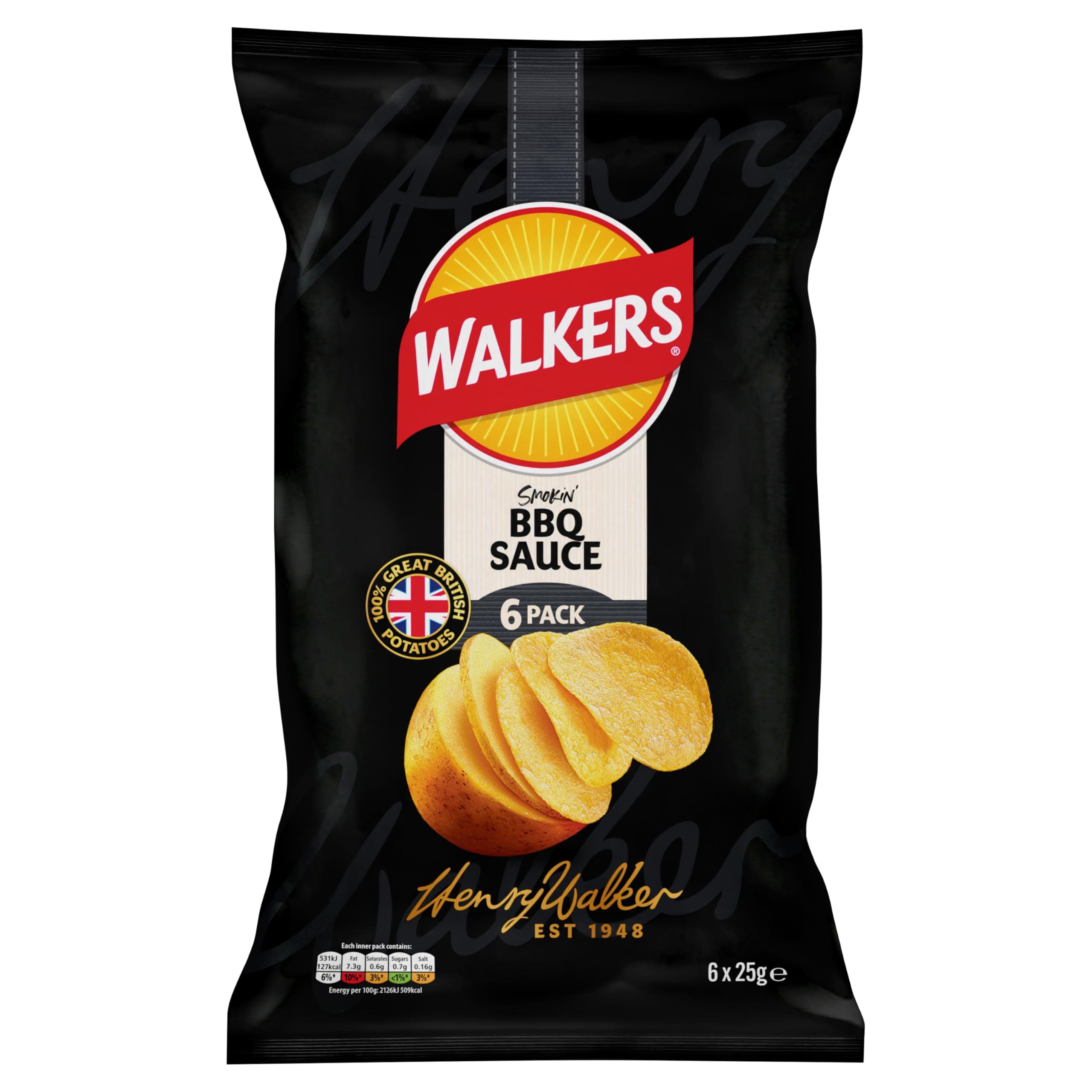Walkers BBQ Sauce Multipack Crisps 6x25g