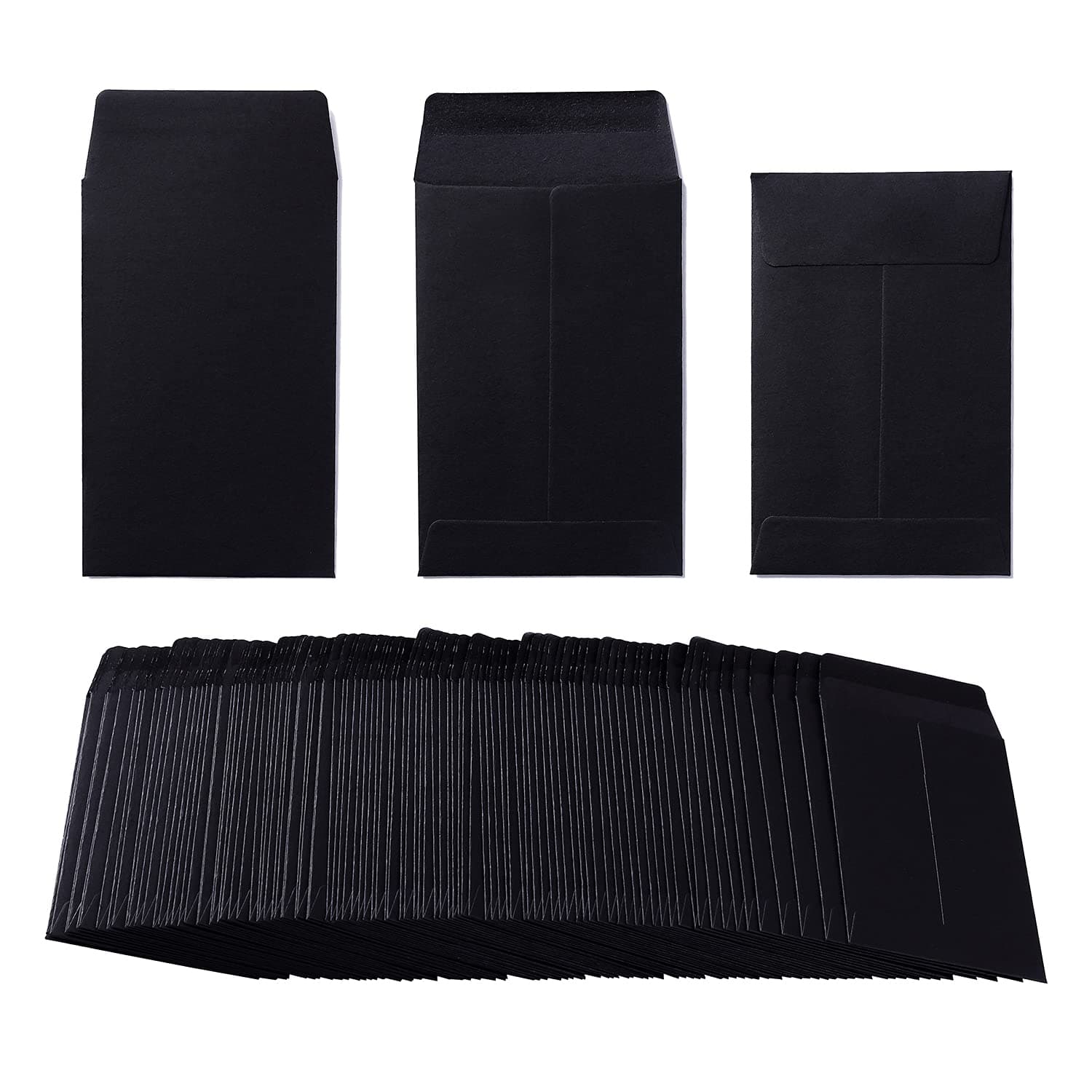 200 Pack Small Coin Envelopes Kraft Paper Seed Envelopes Mini Parts Small Items Stamps Storage Packets Envelopes Self-Adhesive for Garden, Office or Wedding Gift, (2 1/4 x 3 1/2 Inch, Black)