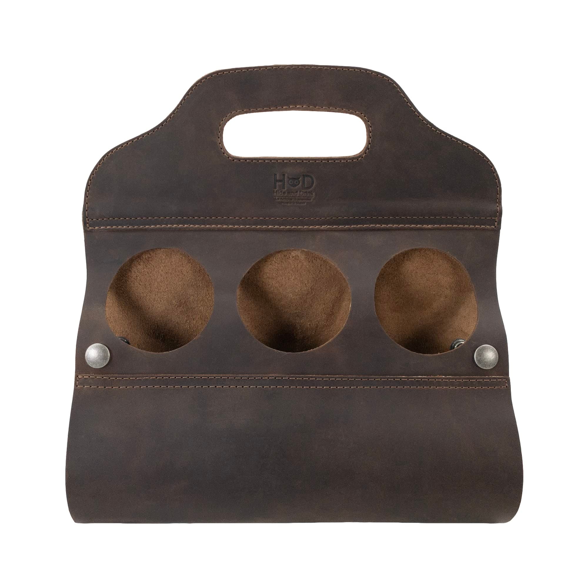 Hide & Drink, Six Bottle Caddy Handmade from Full Grain Leather - Bourbon Brown
