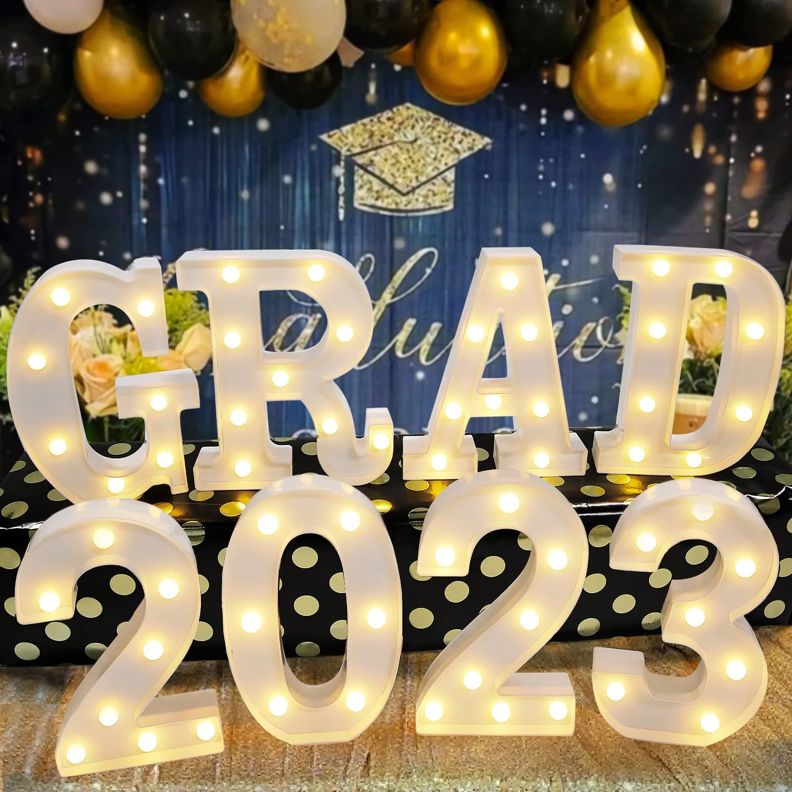 Graduation Decorations 2023, 8 LED Marquee Light Up Letter GRAD 2023' for Graduation Party Supplies