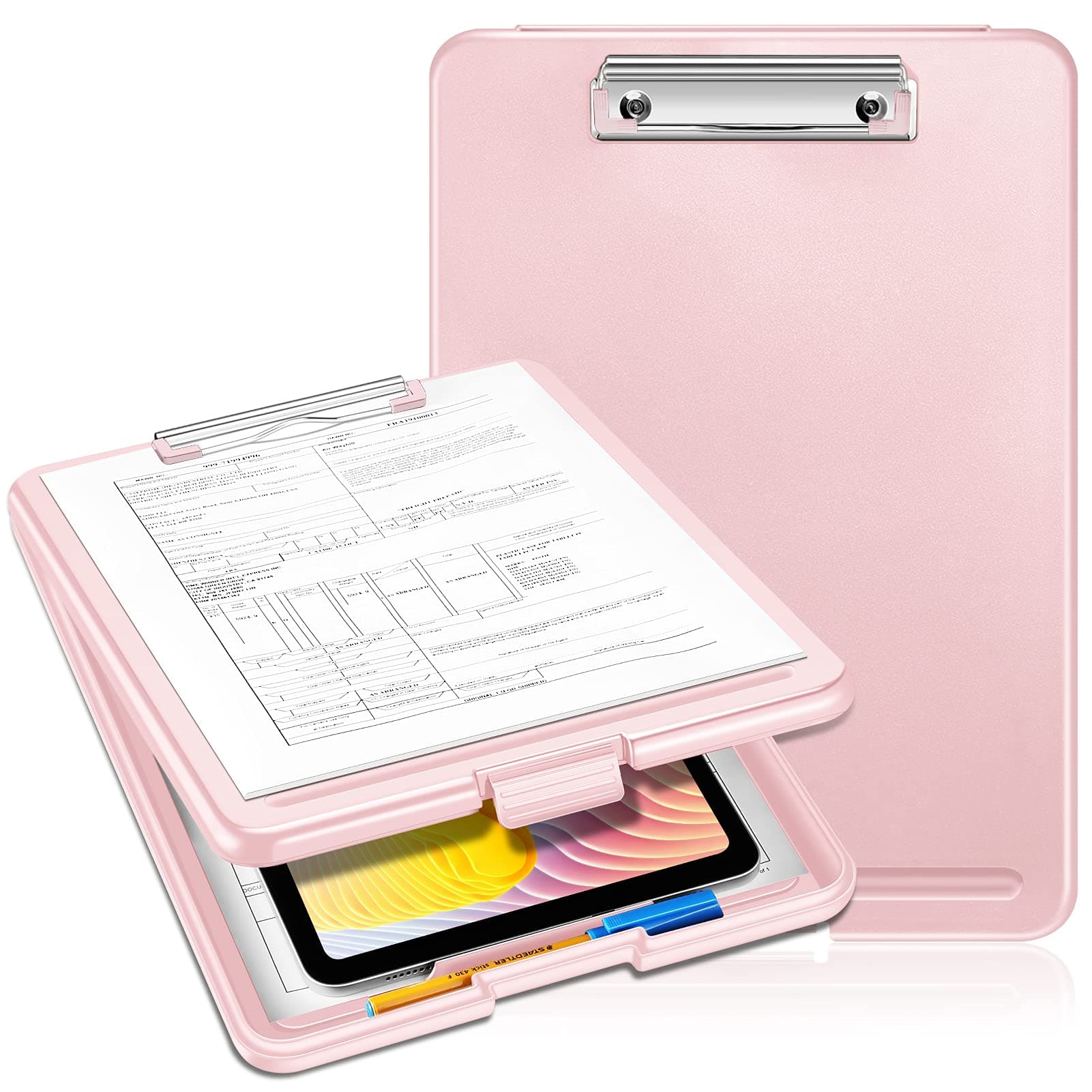 SITHON A4 Clipboards with Storage, Lightweight A4 Document Holder, Clipboard Folder for Nurse Doctor Teachers Students Sales Coach School Office Conference (Pink)