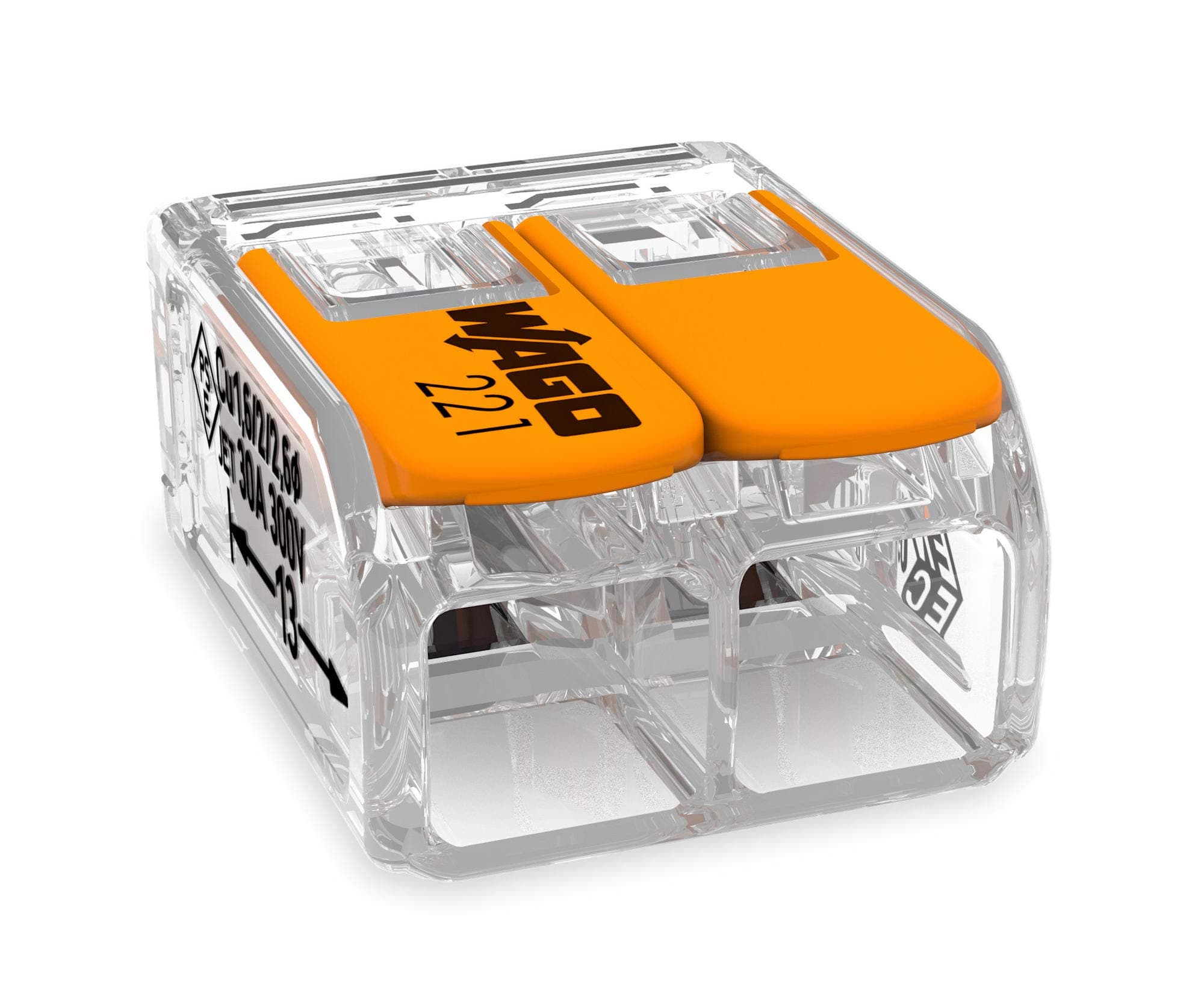 221-612 | 2-Conductor Wire Connector – Compact, Tool-Free, Transparent – For Home, DIY & Industrial Wiring – Pack of 50