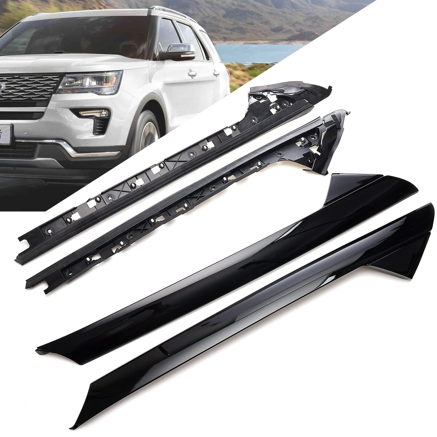 Windshield A-Pillar Molding Trim Compatible with 2011-2019 Ford Explorer Replaces 926-450,926-451,BB5Z7803137AA, BB5Z7803145AA, BB5Z7803136AA, BB5Z7803144AA