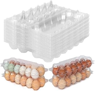 40 Packs 12 Count Plastic Egg Cartons, 2 * 6 Grids Design, Perfect for Family, Farm,Markets, Display(Large)