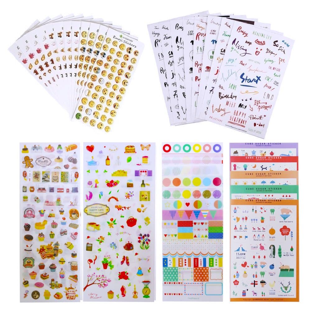 43 Sheets Journal Stickers for Planner Scrapbook, Journal Sticker Set for Crafts Diary Album Decoration, 1957PCS