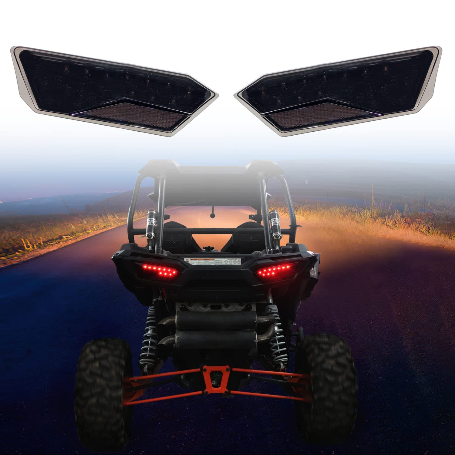 LED Tail Light Assembly Rear Brake Lights Rear Stop Lamp Left & Right Taillights Compatible with Polaris RZR 1000 900 XP 4 TURBO 2014-2018,Replaces 2412341 & 2412342 (Black)