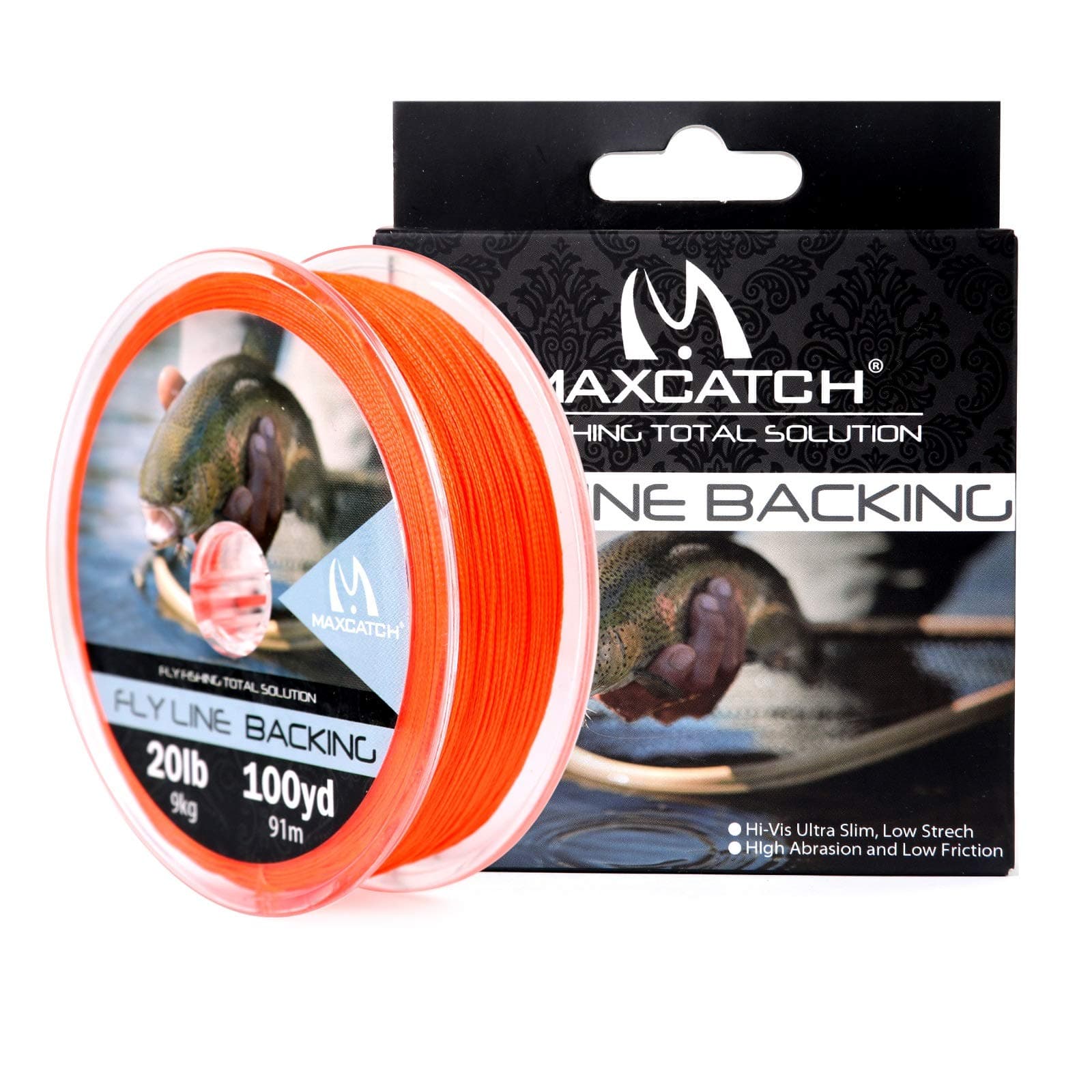 M MAXIMUMCATCH Maxcatch Braided Fly Line Backing for Fly Fishing 20/30lb(White, Yellow, Orange, Black&White, Black&Yellow, Blue, Pink, Green, Purple)