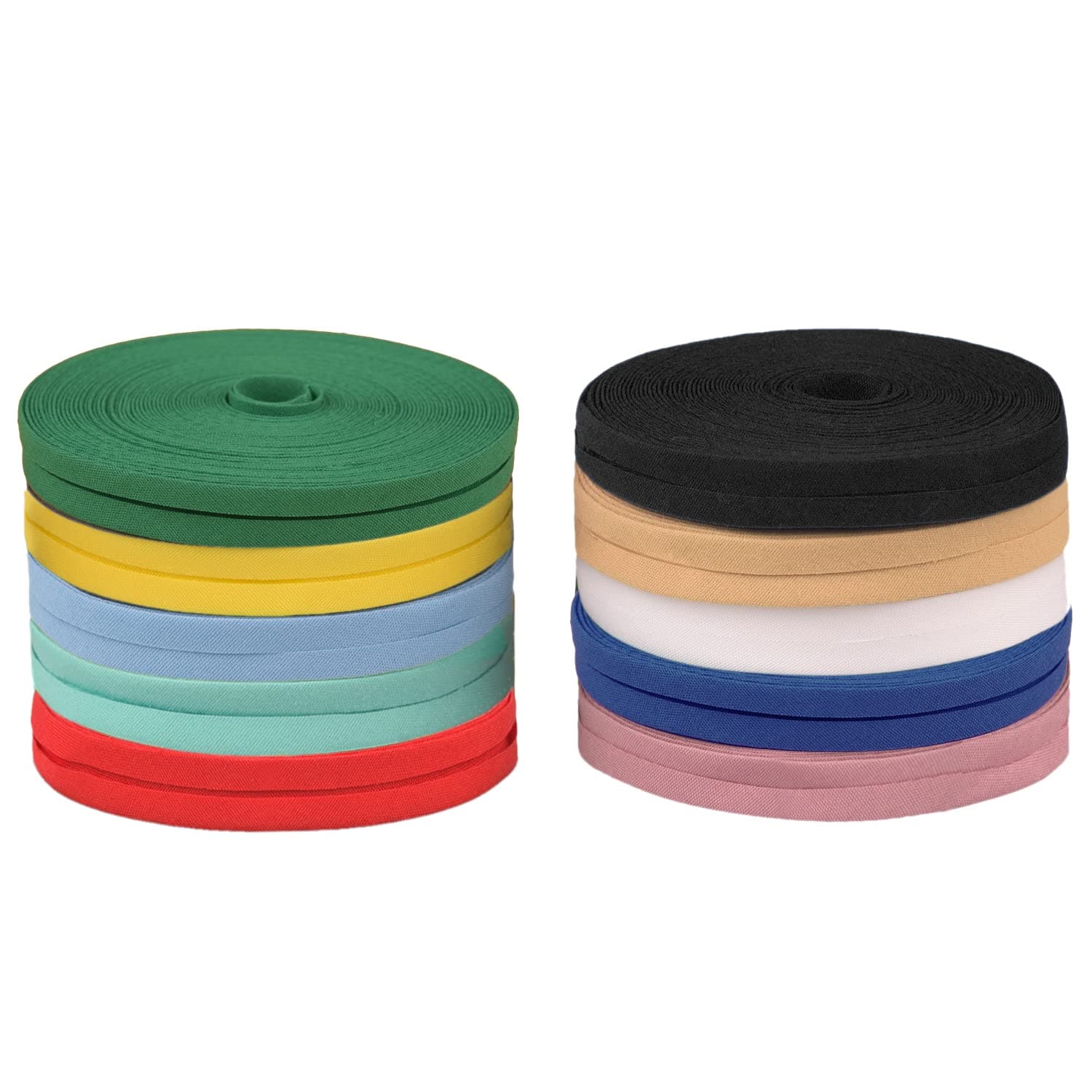 NAUZE10 Rolls Solid Color Double Fold Bias Tape 1/2" Bias Tape Bias Binding Tape Sewing Piping Hemming Tape
