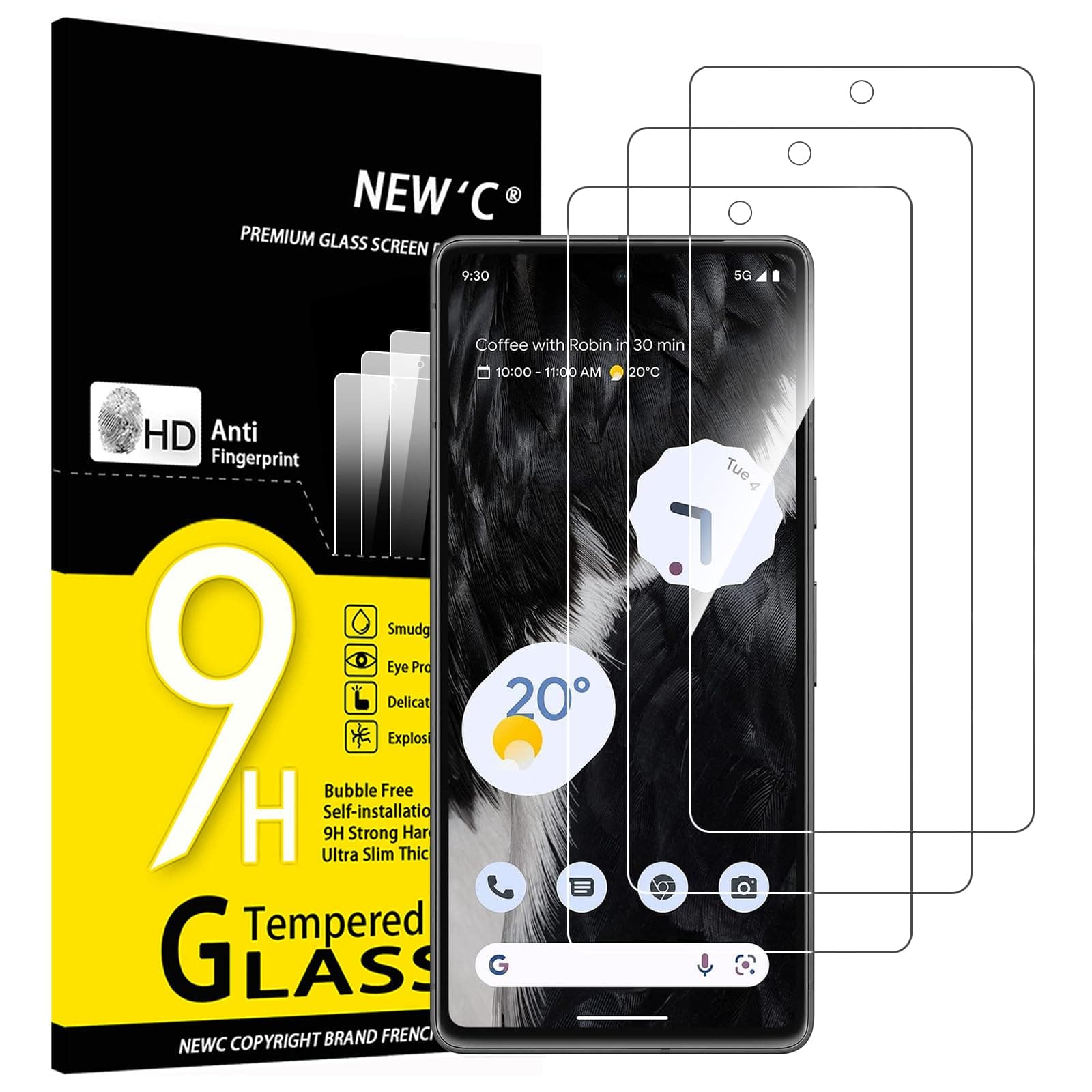 3 Pack Designed for Google Pixel 7 Screen Protector Tempered Glass,Case Friendly Anti Scratch, Bubble Free, Ultra Resistant