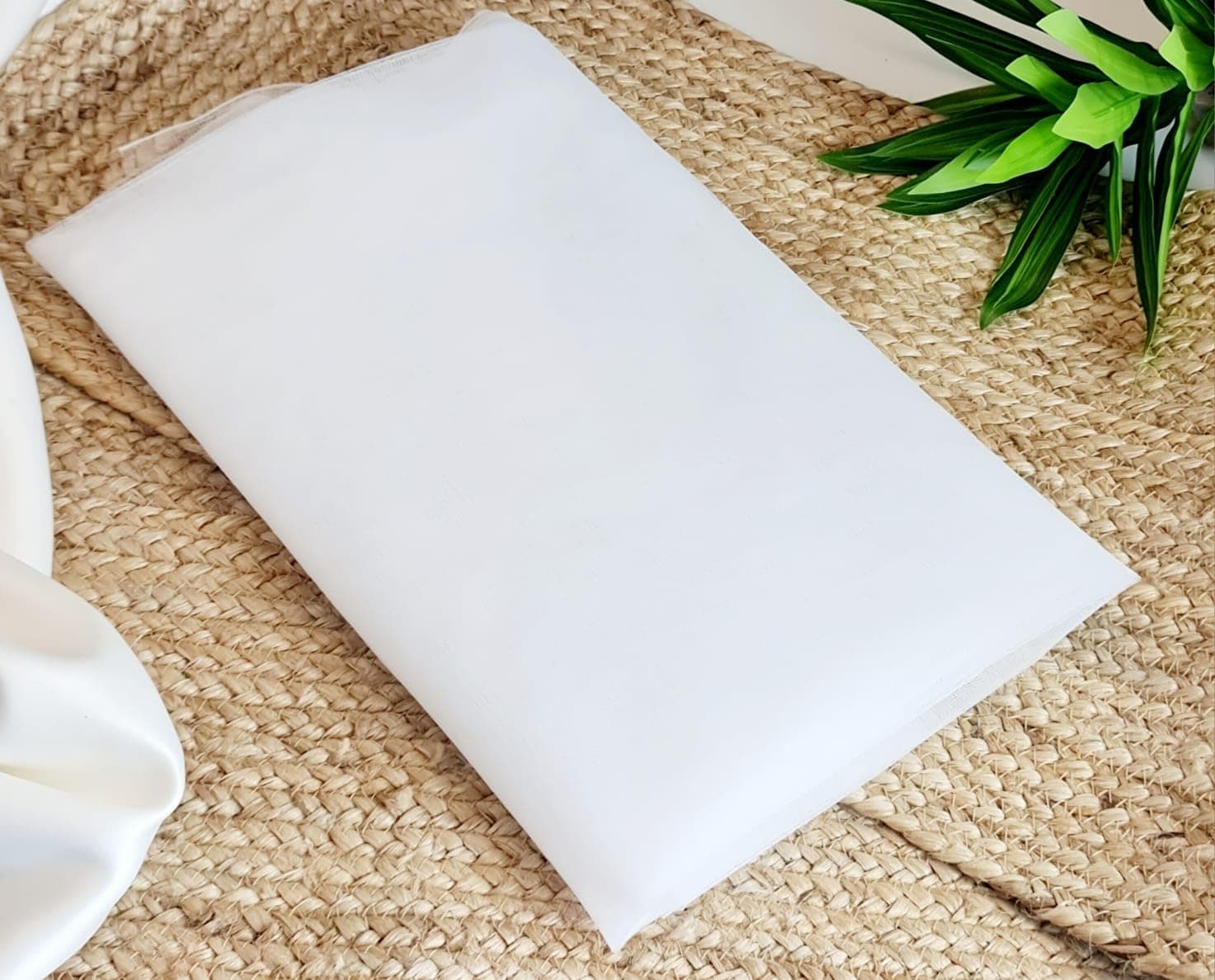 SATYAM KRAFT 10 Meter Multipurpose Net Fabric Soft Cloth Roll | Wedding, Valentine & Party Decoration Items, Birthday, Anniversary | Stage, Tent, Backdrop, Mandap Festive, Event Decor Net (White)