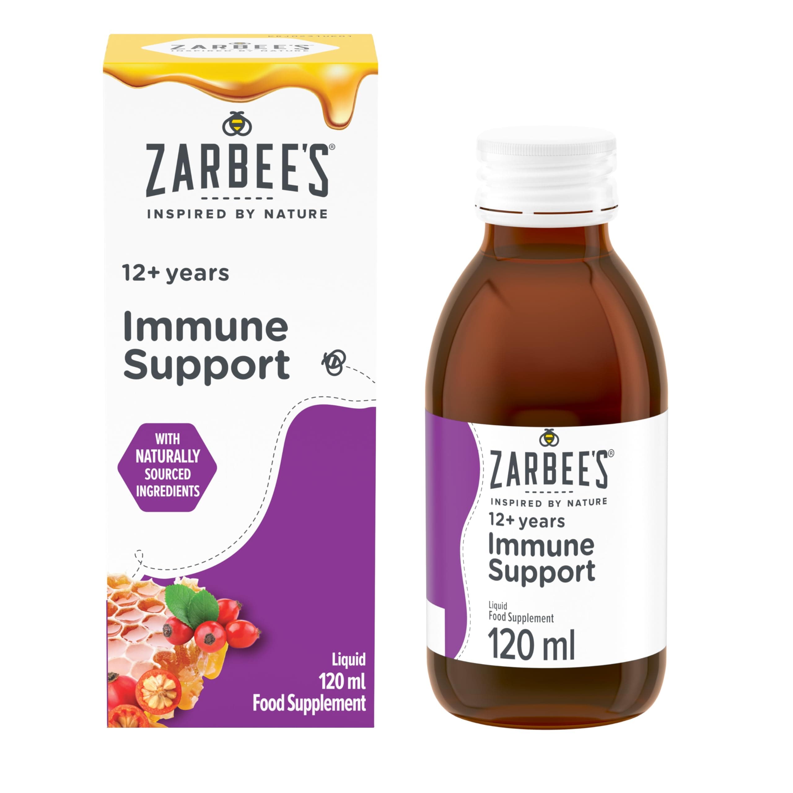 Zarbee’s Adult Immune Support, 120 ml, To Support the Immune System* daily, Honey-Based, No Artificial Colours or Flavours, Multivitamin