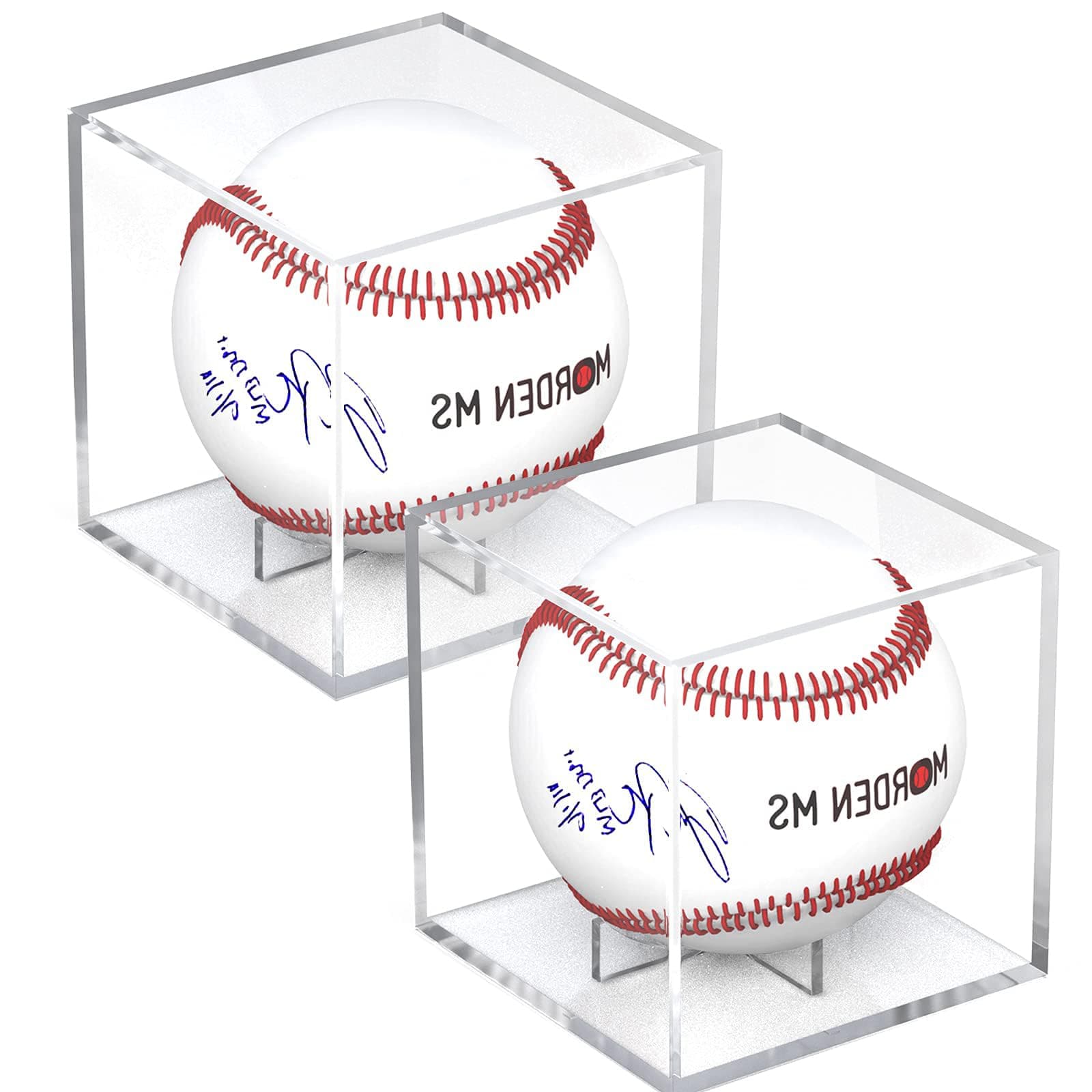 Baseball Display Case Acrylic Cube, Memorabilia Display Case for Single Ball, UV Protected Storage Box, Square Clear Baseball Stand, Sports Autograph Display Case Holder, Fits Official Size Ball