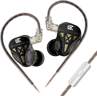 KZ DQS 1DD Earphones Wired in-Ear Headphones with Microphone Sound Isolating Earphones with Detailed Sound, Secure in-Ear Fit, Detachable Cable, Durable Quality for Audiophile Musician(Black,with Mic)