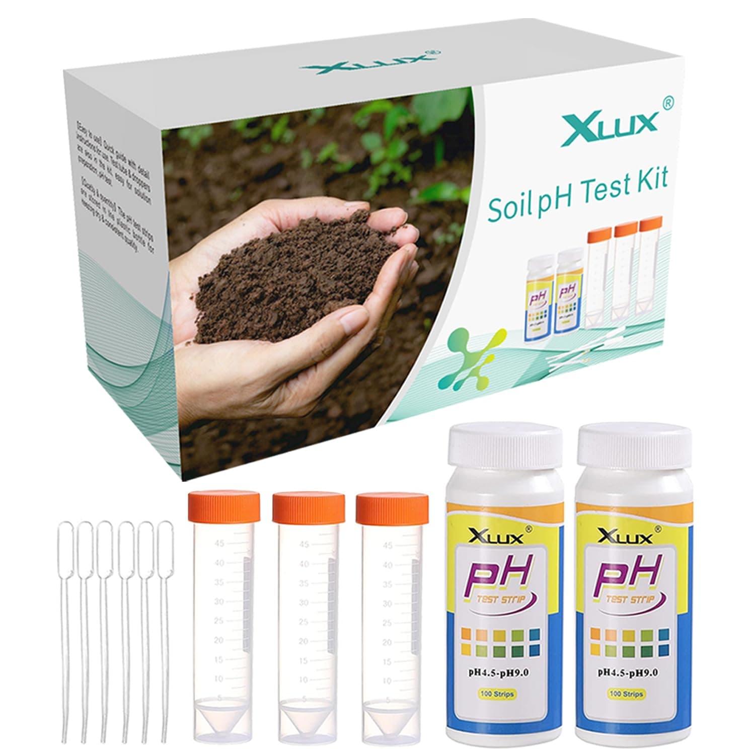Soil pH Tester, Acidity Test Meter, Strips Kit 200 Tests, for Garden Home Lawn Farm Vegetable Yard Compost Outdoor and Indoor Plants, 4.5-9.0 Range
