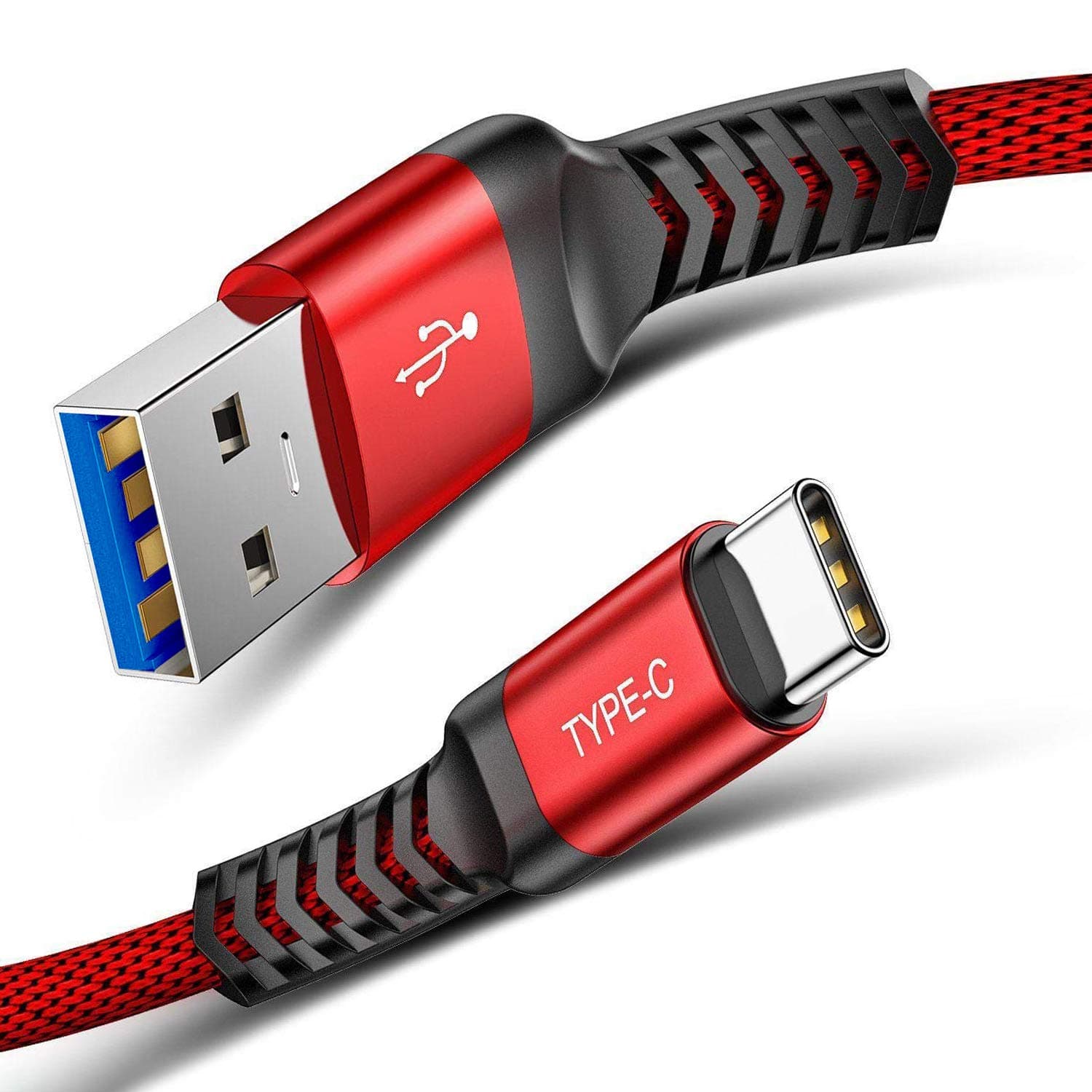 ULTRICS USB C Cable 1M, Type C to A 3.1 Nylon Braided Fast Charging Data Sync Lead Compatible with Samsung Galaxy S20/ S10/ S9 Plus, MacBook, OnePlus 8 Pro/ 7T/ 6T, LG, Google Pixel and More - Red