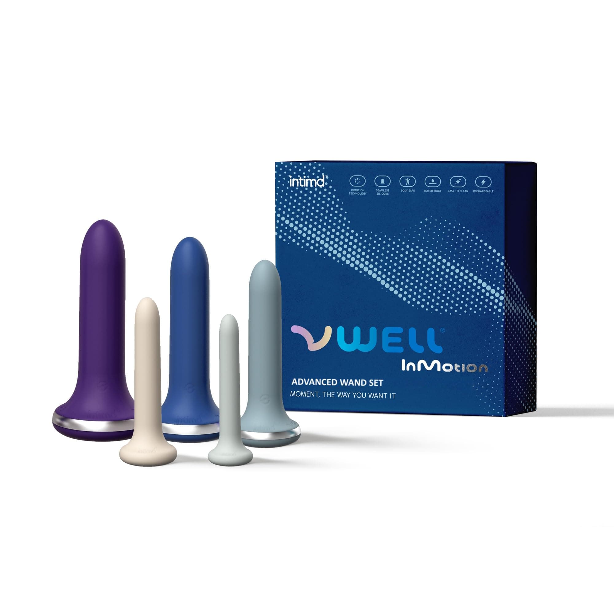 VWELL Inmotion Advanced Silicone Wands Set Inmotion Technology Active Pellets for Her Woman (Advanced 5 Kit System)