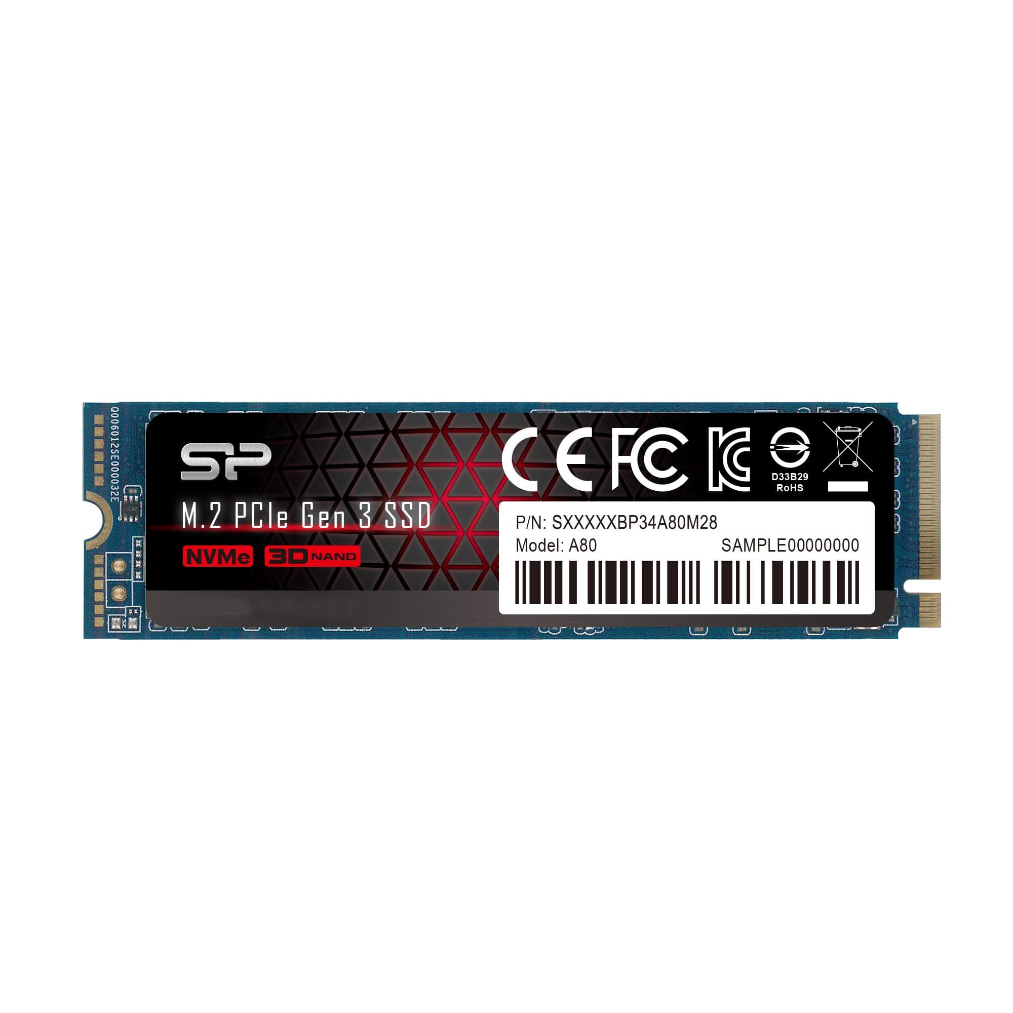 Silicon Power 1TB w/DRAM Cache NVMe M.2 PCIe Gen3x4 2280 R/W up to 3,400/3,000MB/s SSD (SU001TBP34A80M28AB)