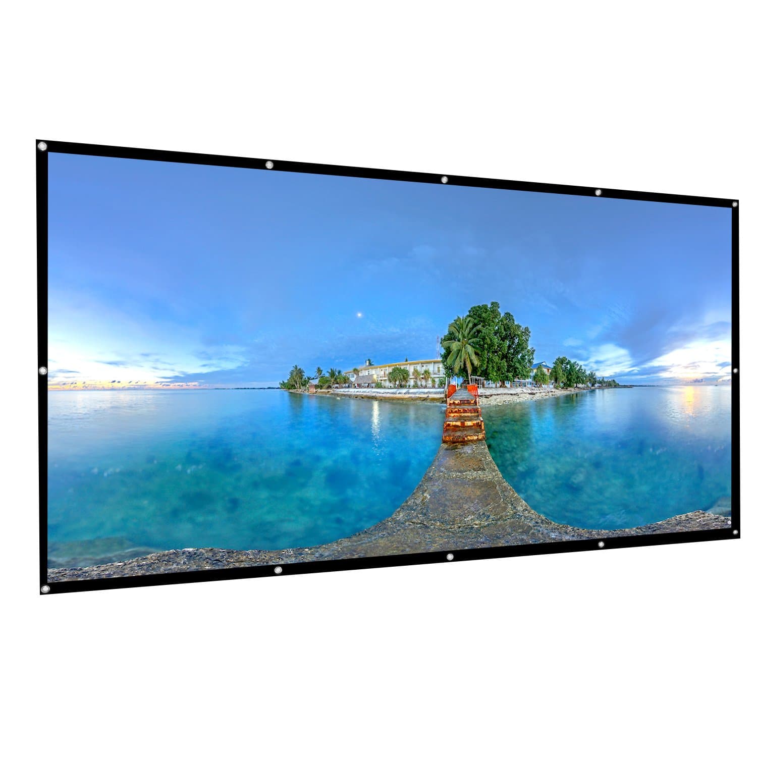 OMZER 120 Inch Portable Projector Screen 16:9 HD Foldable Anti-Wrinkles Projector Movie Screen Support Front & Rear Projection Easy To Install For Indoor Outdoor Home Theatre Cinema Movie Games Party