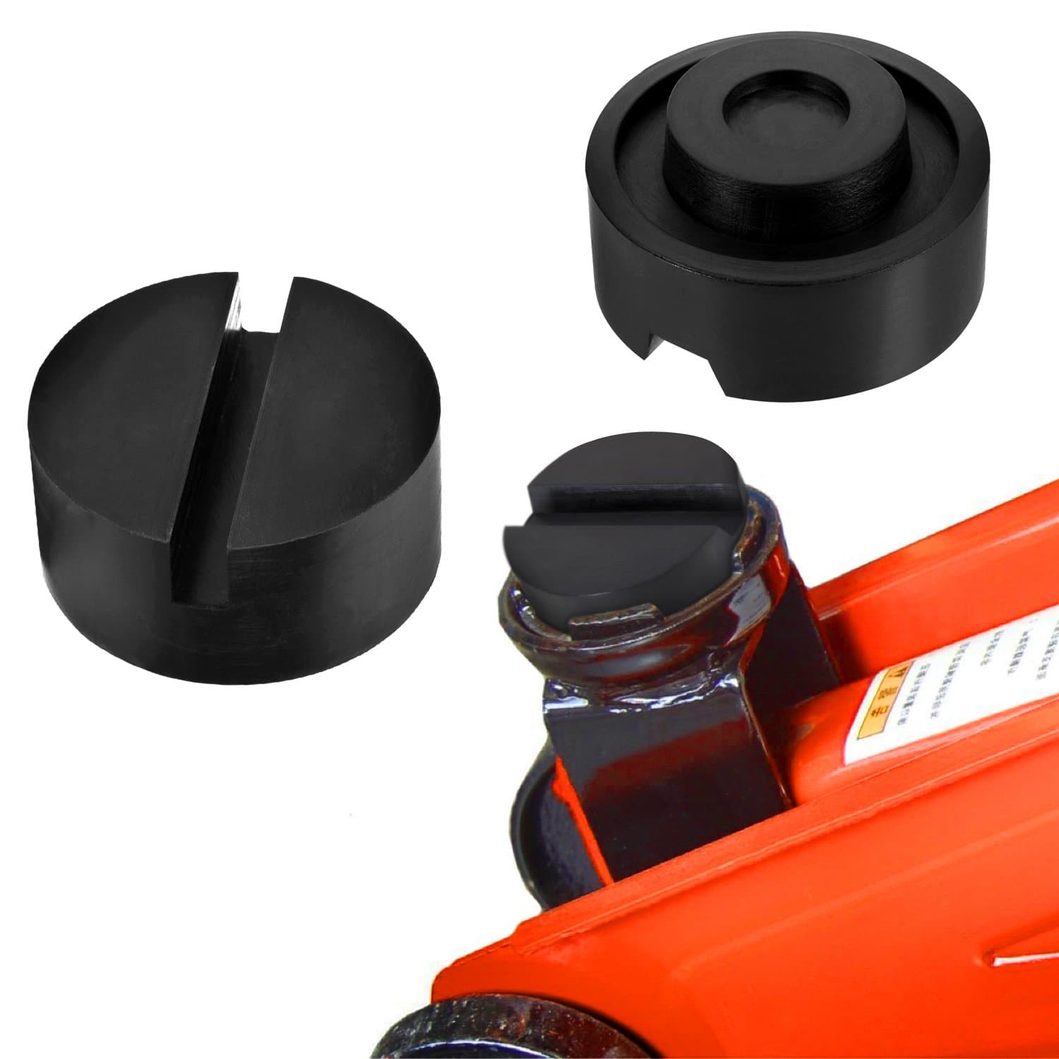 Rubber Jack Pad, Mopalwin Jack Pad Block Universal Slotted Frame Car Lift Jacking Block for Vehicle Lift Workshop Tool, 65mm x 24mm (Black)