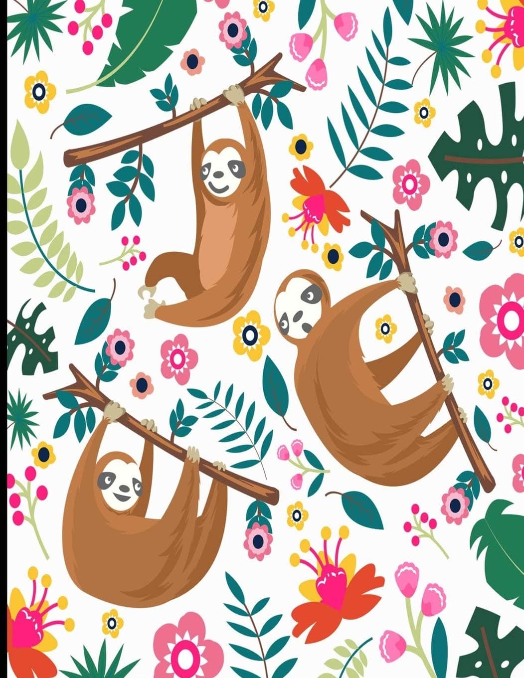 Amelia: White Sloth Notebook, 366 Pages College Ruled Sloth Notebook, Cute Sloth Cover Note Pad