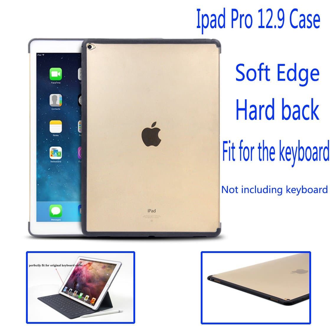 Millimeter Ipad Pro Case (12 Inch) Slim Fit Protective Shell Perfect Match With Smart Keyboard Soft TPU Bumper PC Back Cover For Ipad Pro 12.9" A1584(2015 Release without Smartcover Or Keyboard)Shell