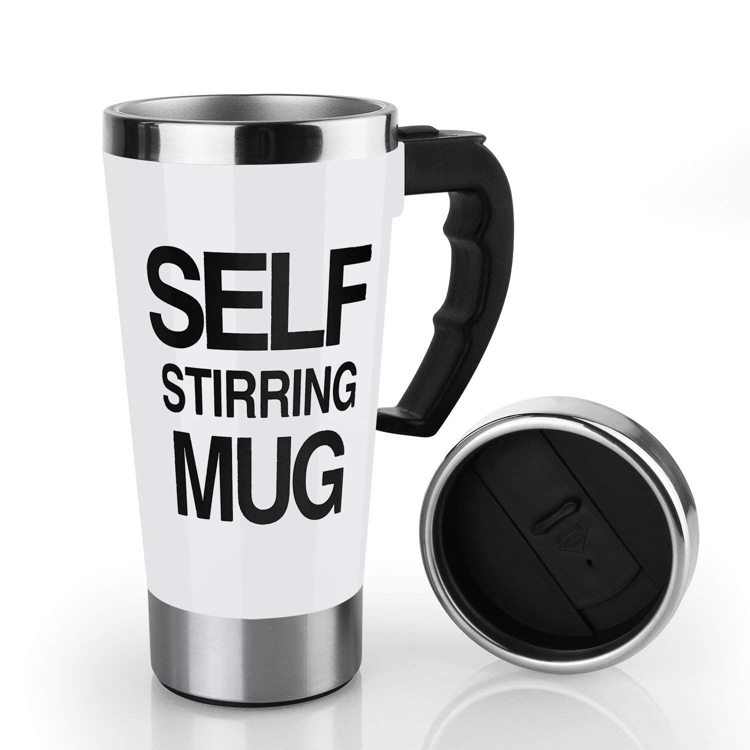 17oz Coffee Milk Automatic Mixing Cup Self Stirring Mug Stainless Steel Thermal Cup Electric Lazy Smart Double Insulated Cup (white)
