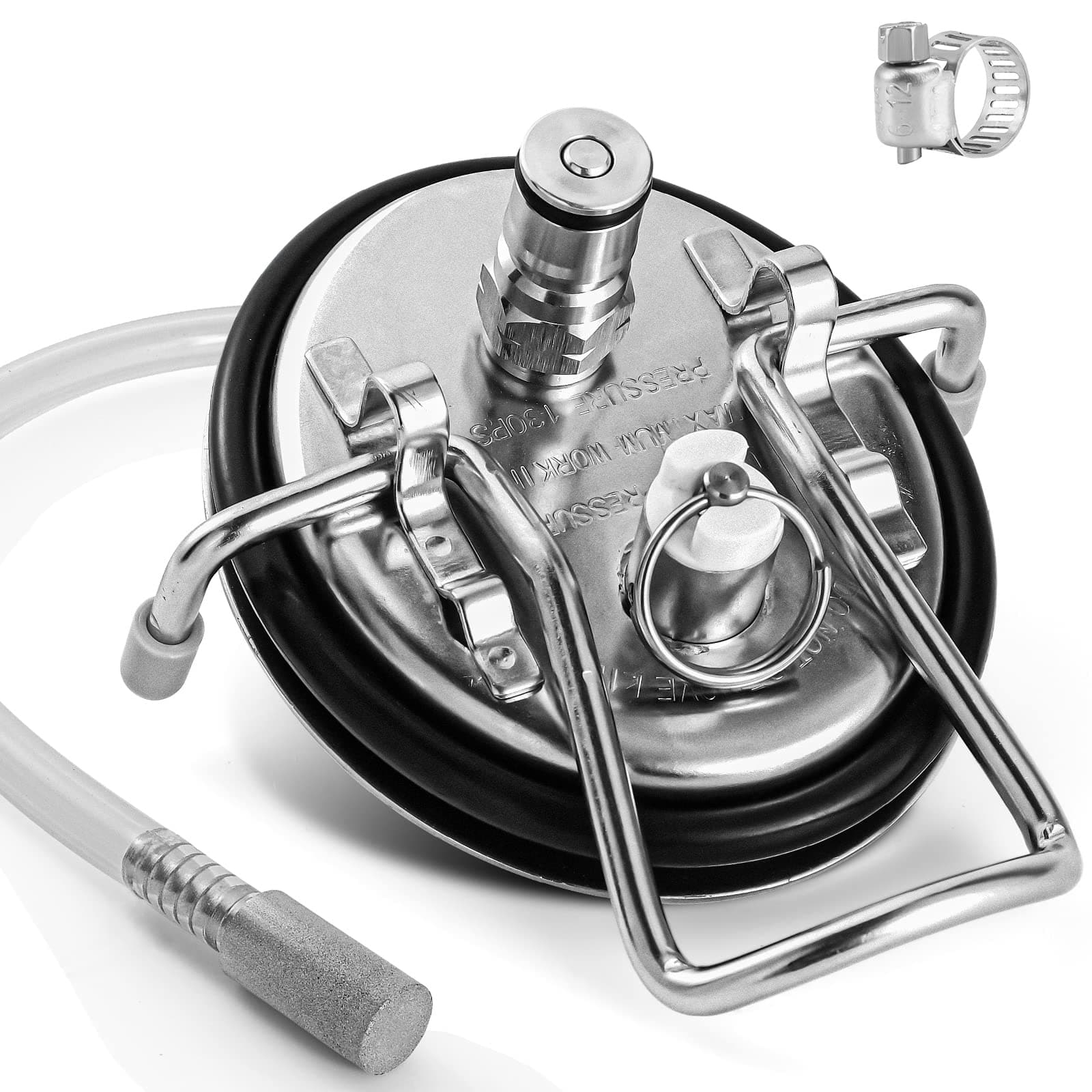 Carbonation Keg Lid 0.5 Micron Diffusion Stone Corny Keg Carbonation Lid Carbonator Keg Lid for Cornelius Keg Soda Beer Forced Carbonation