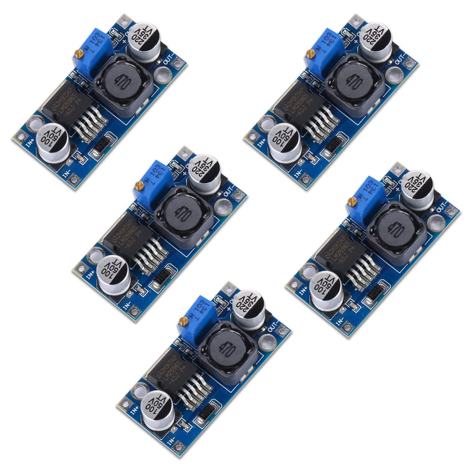 Yizhet 5 Pack Buck Converter, DC to DC, High Efficiency Voltage Regulator, 3.0-40V to 1.5-35V, Adjustable Power Supply Module