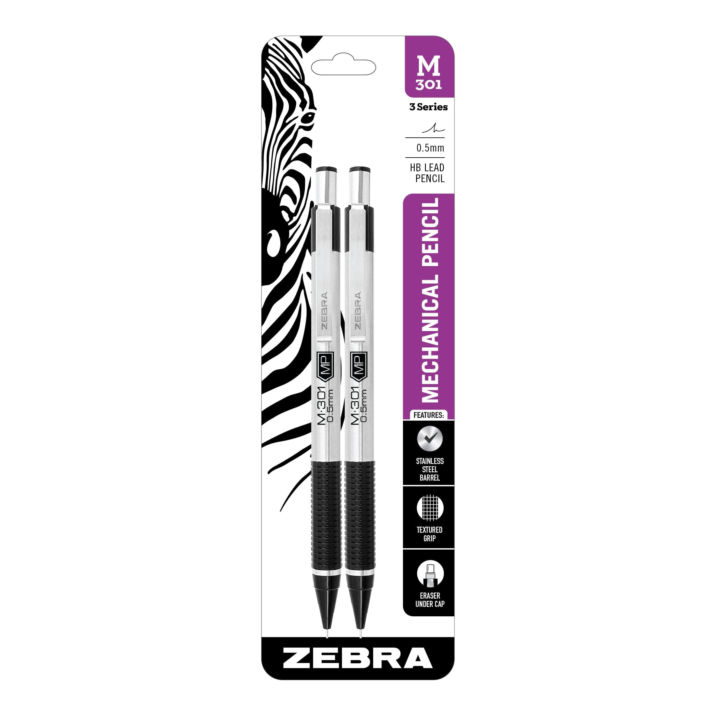 Zebra Pen 54012 Refillable Mechanical Pencil, Black, 2-Pack
