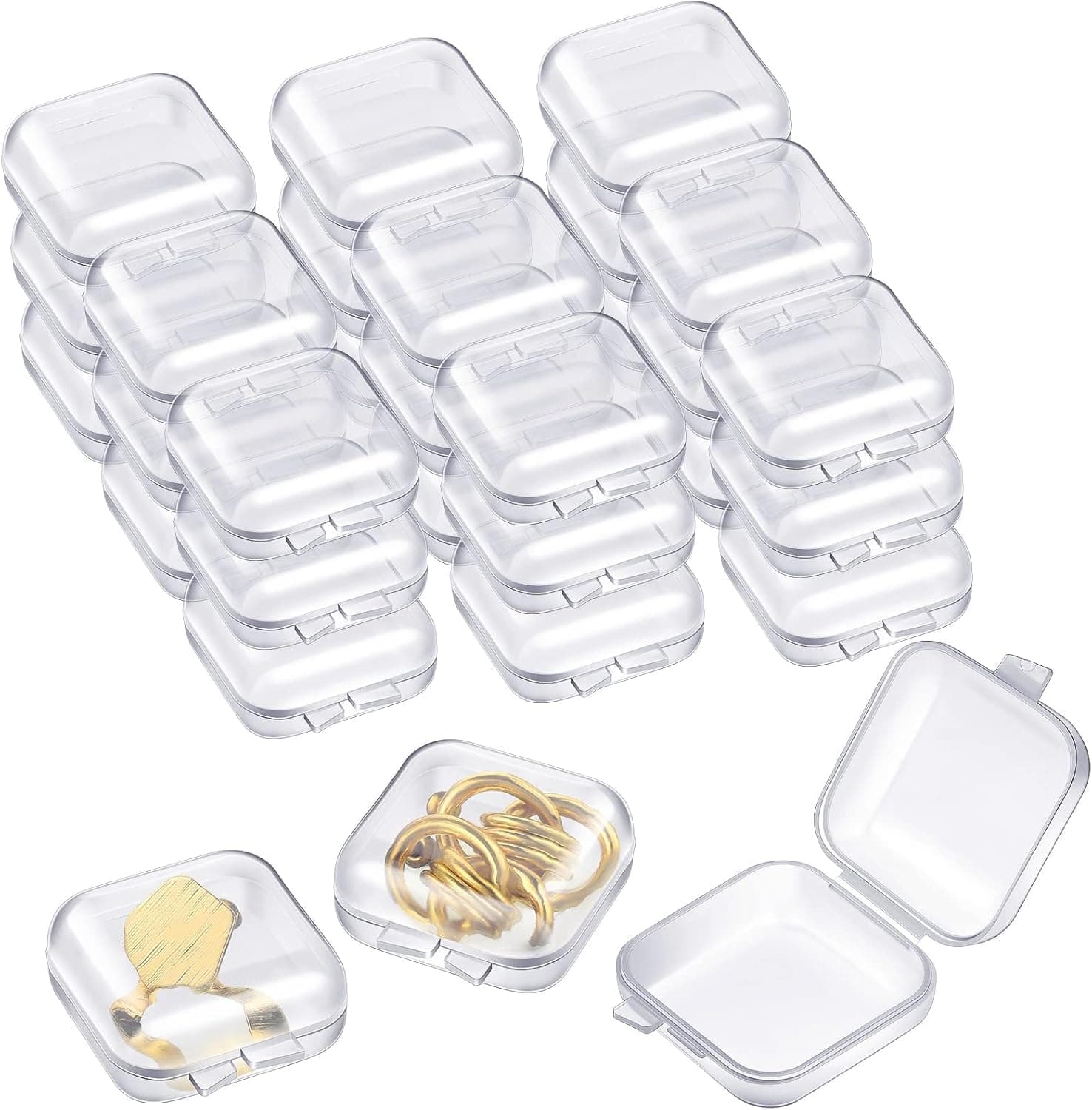 10 PCS Mini Square Jewelry Storage Box, Crystal Clear, Compact Container With Lid For Organizing Earrings, Beads, Craft Supplies And Small Accessories, Perfect Home Organization Solution.