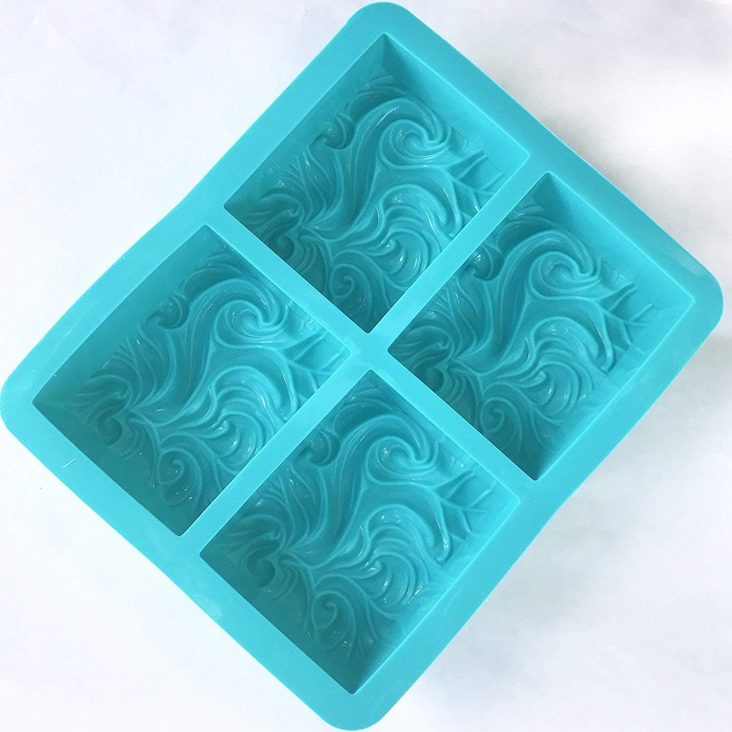 Ocean Wave, Cloud & Smoke Silicone Mold, 3.5 oz Cavities, 4 Bars, Silicone Soap Mold, Two Wild Hares