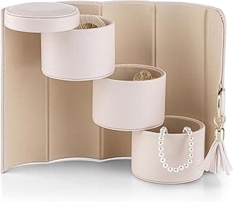 VLANDO Jewelry Box for Mothers Day Gifts, Travle Jewelry Organizer, Bridal Shower, Bridesmaid Gifts for Wedding Day, Bridesmaid Proposal Gifts, Travel Jewelry Case - Light Pink