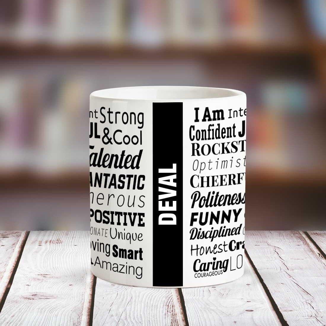 Huppme DEVAL Good Personality White Ceramic Coffee Name Mug