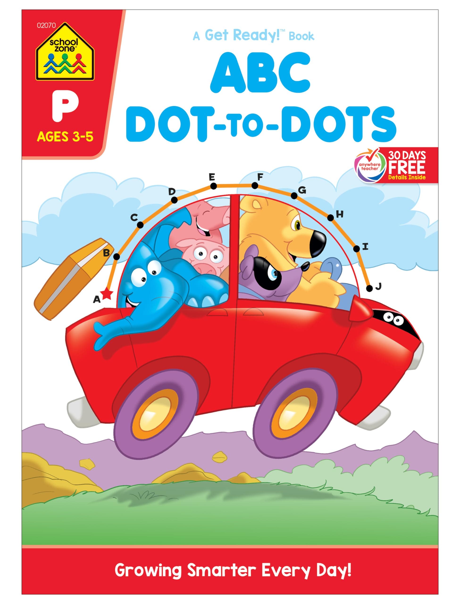 School Zone - ABC Dot-to-Dots Workbook - Ages 3 to 5, Preschool to Kindergarten, Connect the Dots, Alphabet, Alphabetical Order, Letter Puzzles, and More (School Zone Get Ready!™ Activity Book Series)