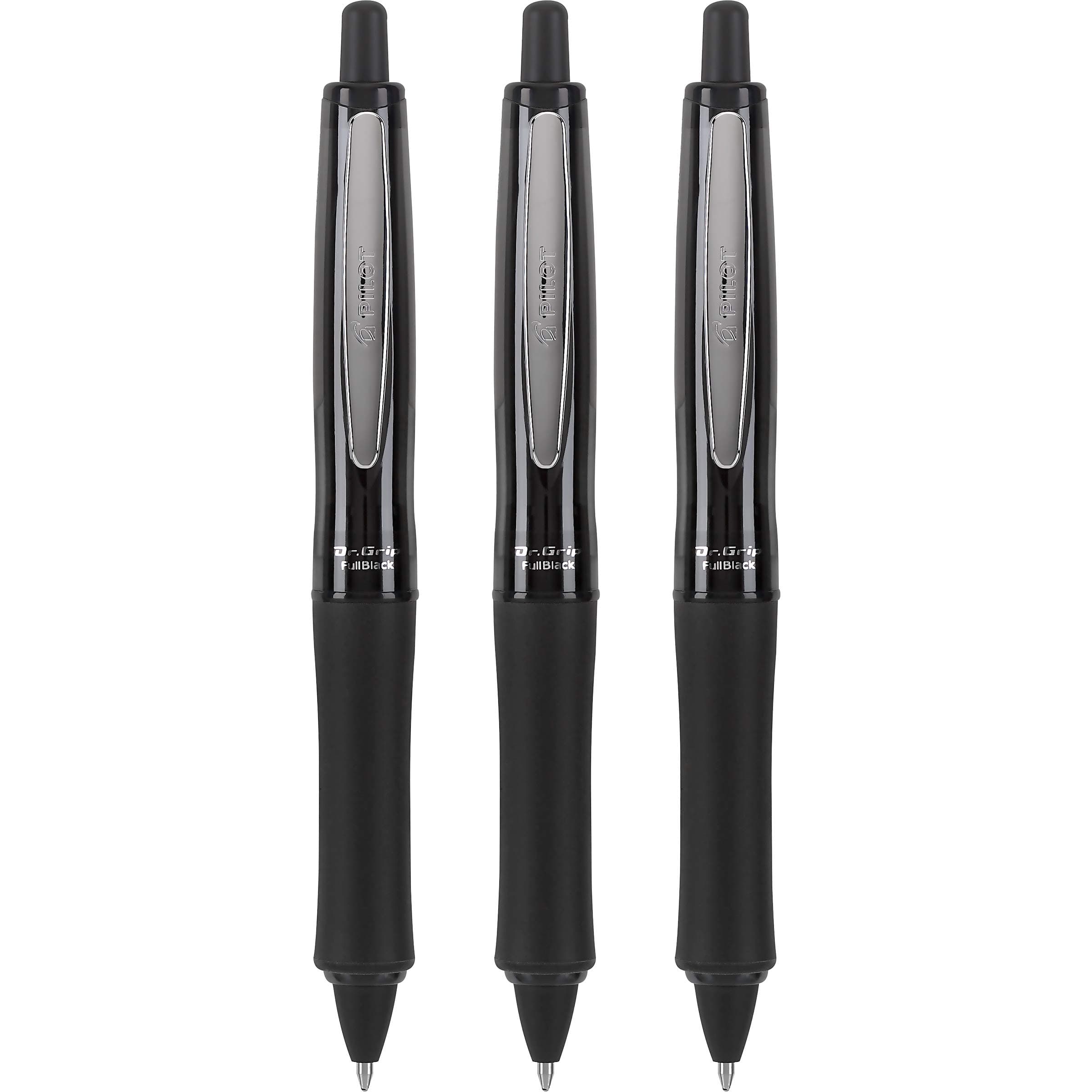Pilot Dr. Grip FullBlack Advanced Ink Ballpoint Pen, Medium Point, Black Ink, 3 Count (14634)