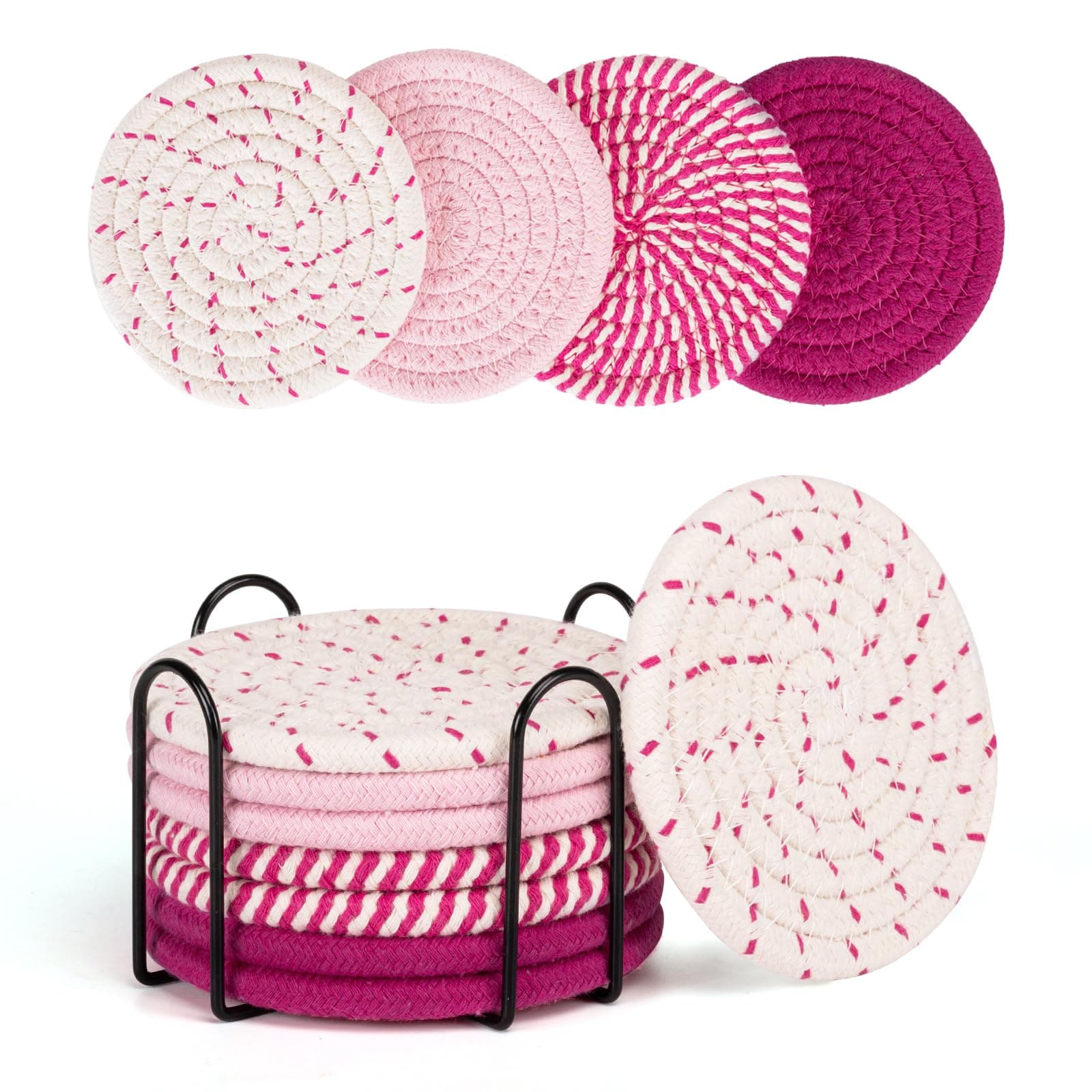 Smgmg Absorbent Coasters Set - 4 Pack Pink, 8 Pack Cute Coasters for Coffee Table & Desk