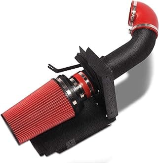 MOOSUN 4 inch Cold Air Intake Black Tube + Heat Shield for 1999-2006 GMC/Chevy V8 4.8L/5.3L/6.0L Silverado 1500/2500/3500 Red