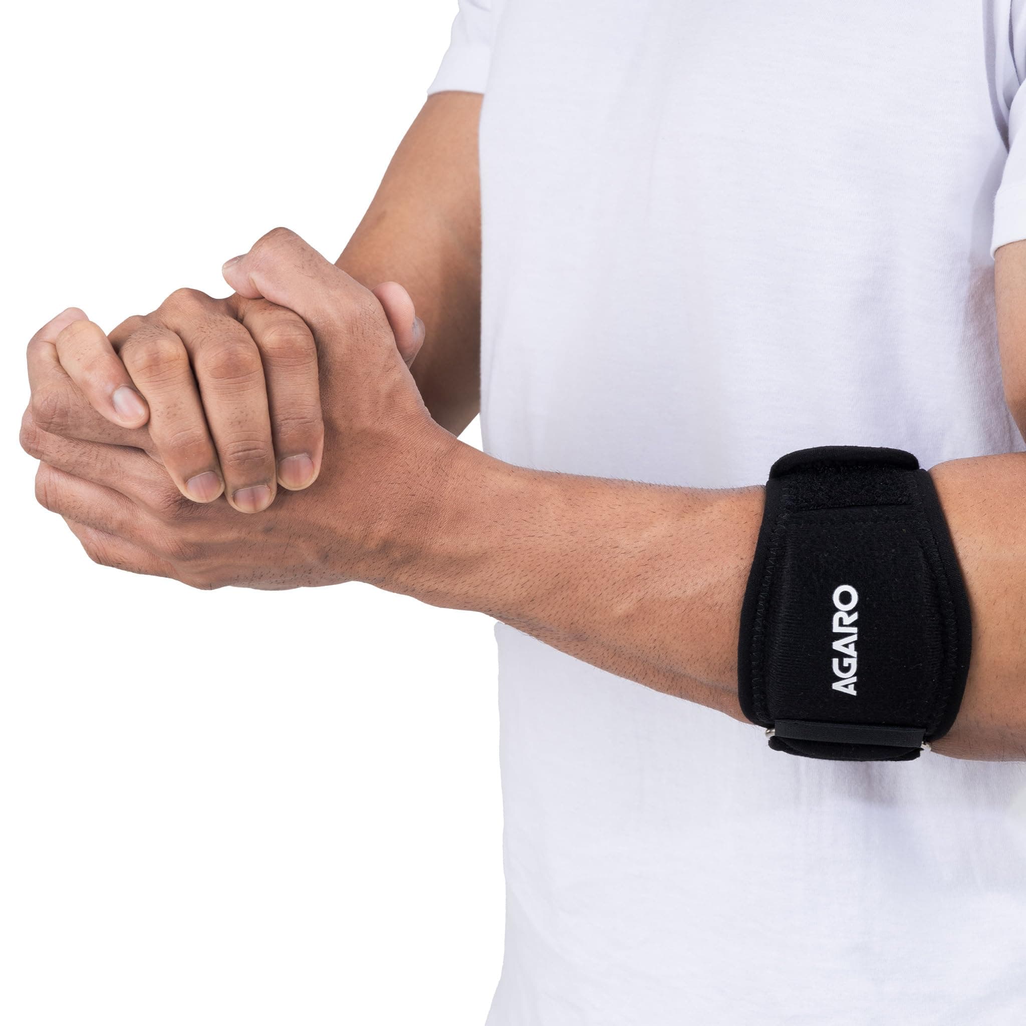AGARO Tennis Elbow Support, For Pain Relief, Adjustable with Compression Pad, Elbow Support Strap for Gym, Ideal for Men & Women, Weightlifting, Volleyball & Other Sports, Universal Size, Black