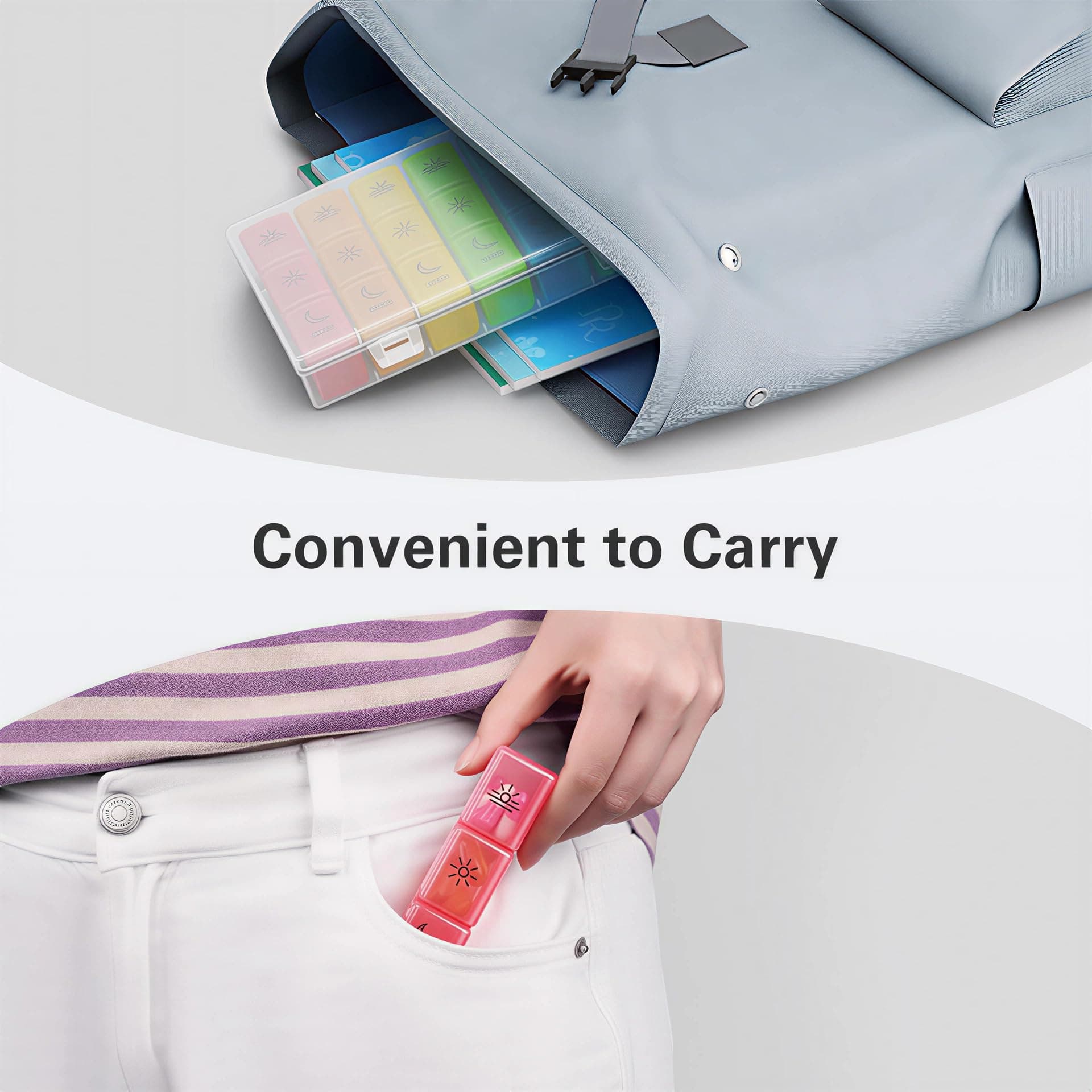 BUG HULL 7 Day Pill Box Organizer 3 Times a Day - Weekly Pill Box Case with 21 Large Compartments for Morning Noon Evening