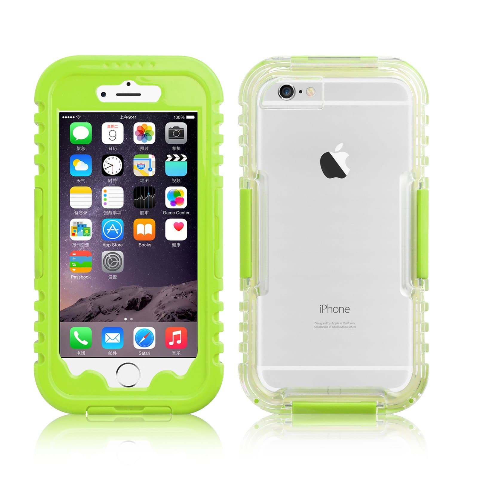 Lime Green Salamander Waterproof Snow Proof Sealed Capsule Case for iPhone 6 / 6s 4.7"